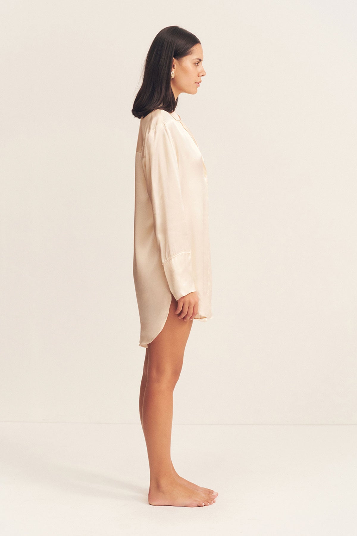 LA LUNE LOUNGE SHIRT DRESS - CREAM