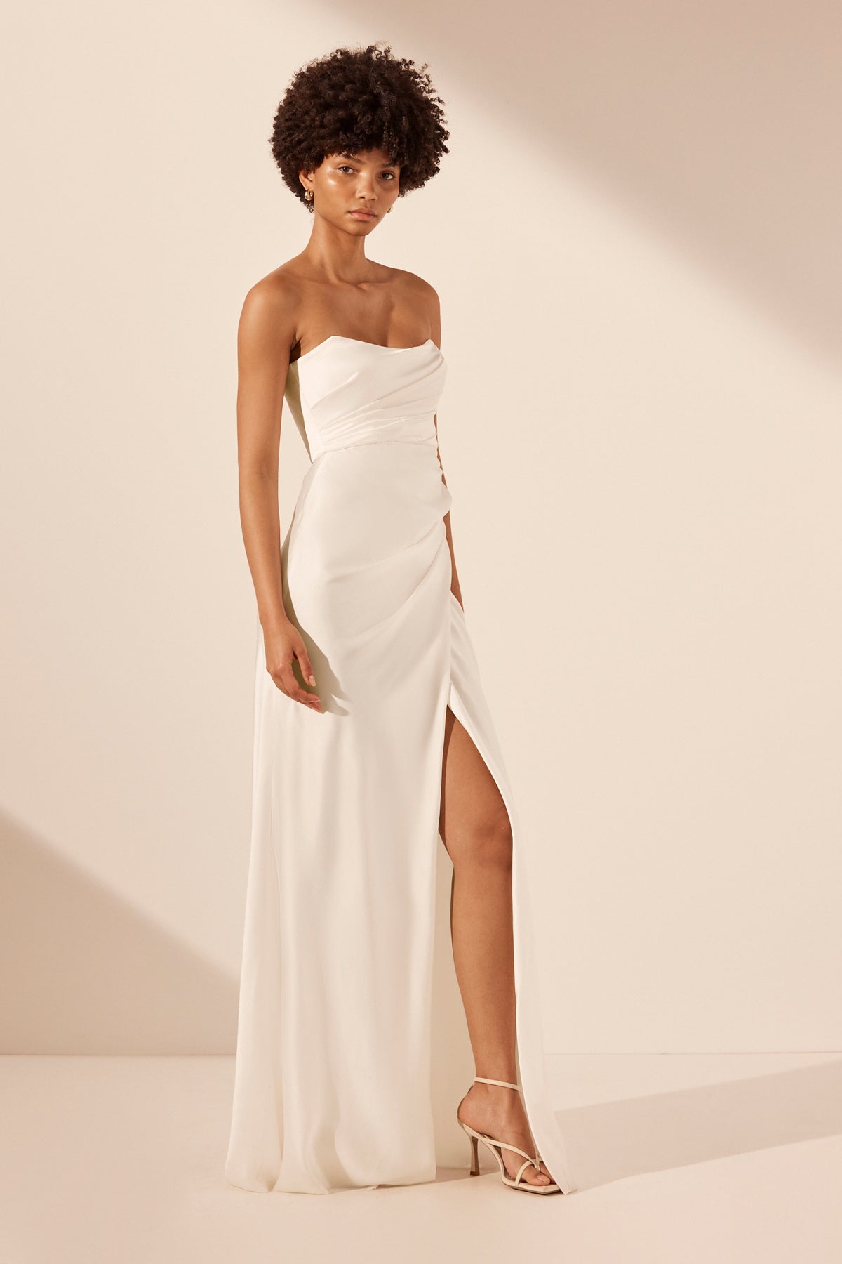 LA LUNE CUMULUS SILK STRAPLESS CORSET GOWN - IVORY