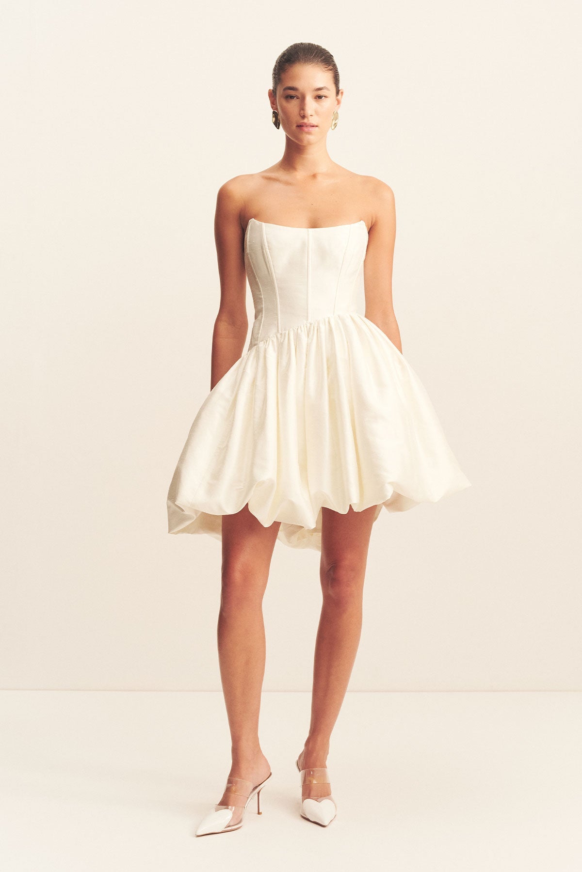 LUCERO HIGH LOW CORSET GOWN - IVORY