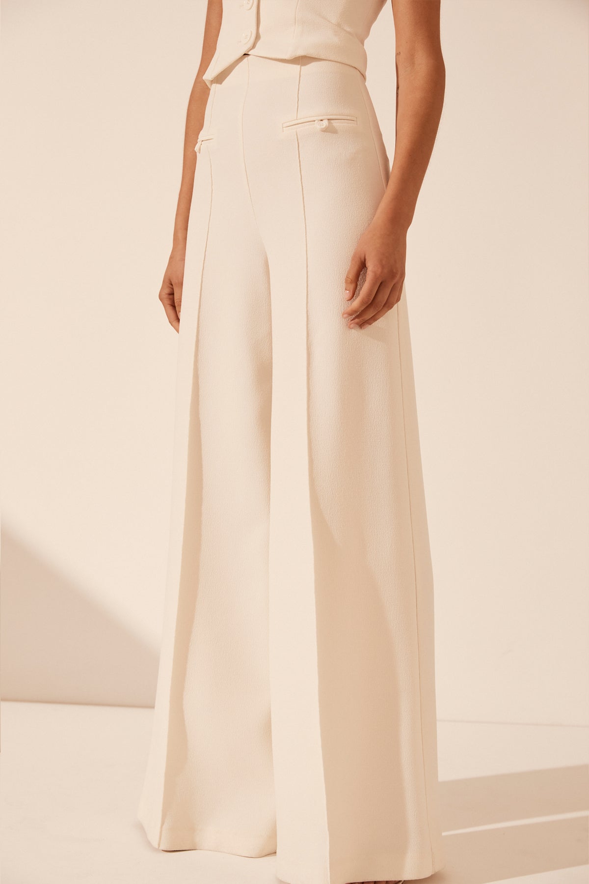AMURA HIGH WAISTED WIDE LEG PANT - CREAM