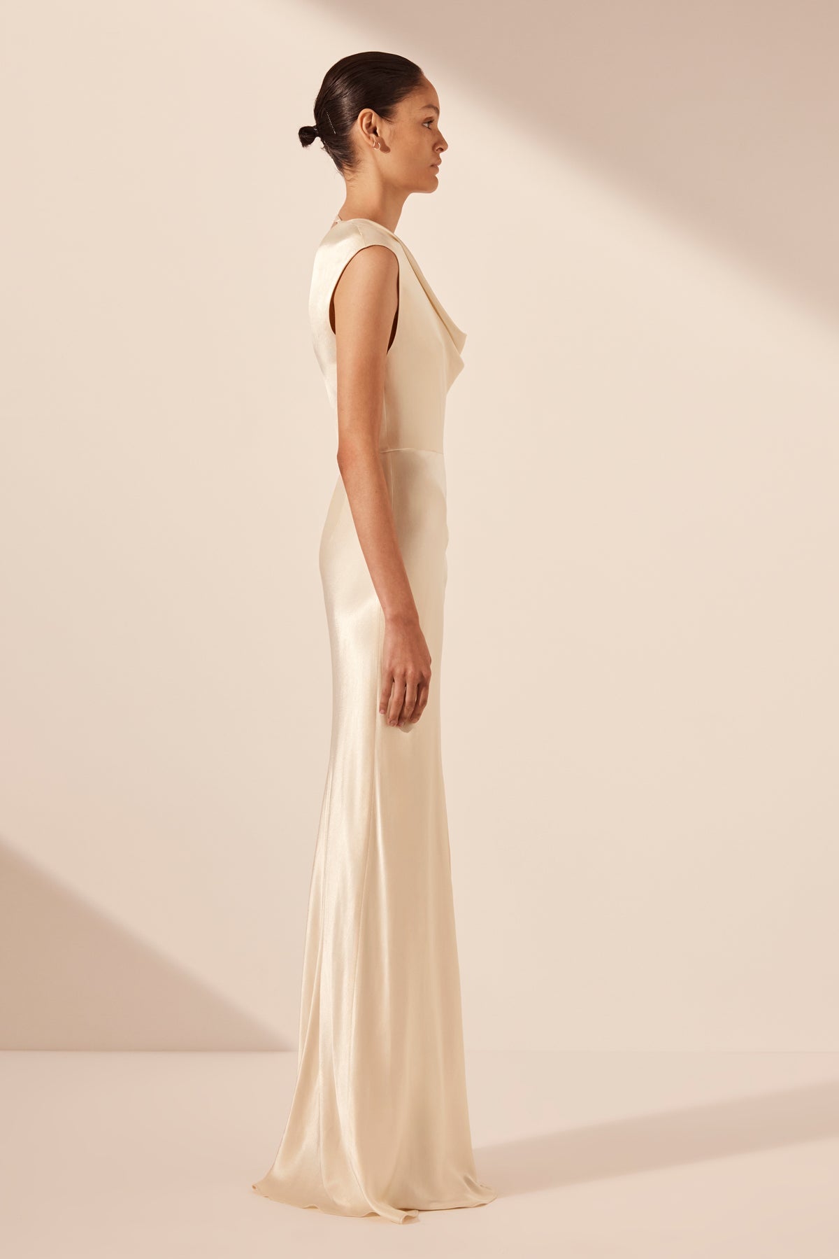 LA LUNE DRAPED MAXI DRESS - CREAM