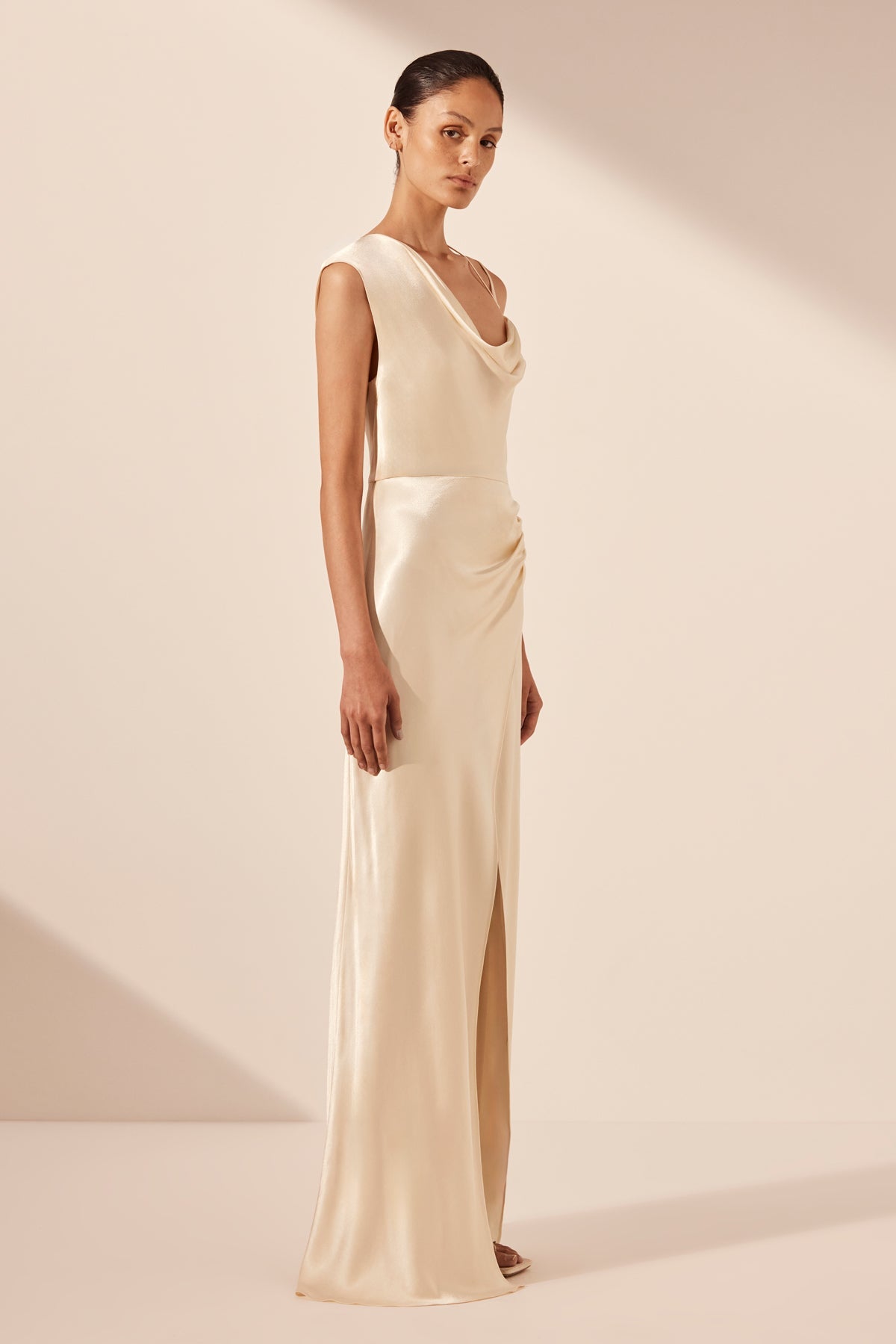 LA LUNE DRAPED MAXI DRESS - CREAM