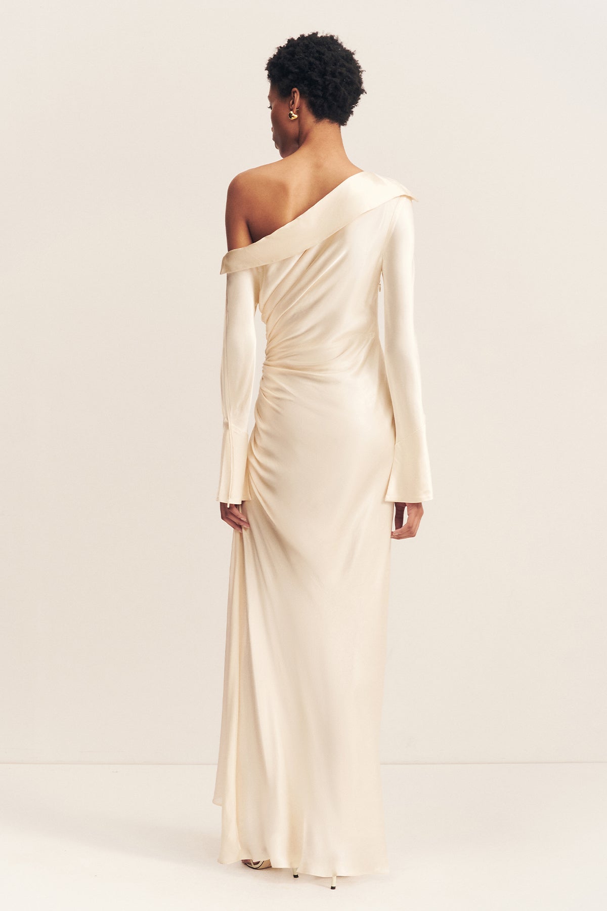 LA LUNE LONG SLEEVE GATHERED MAXI DRESS - CREAM