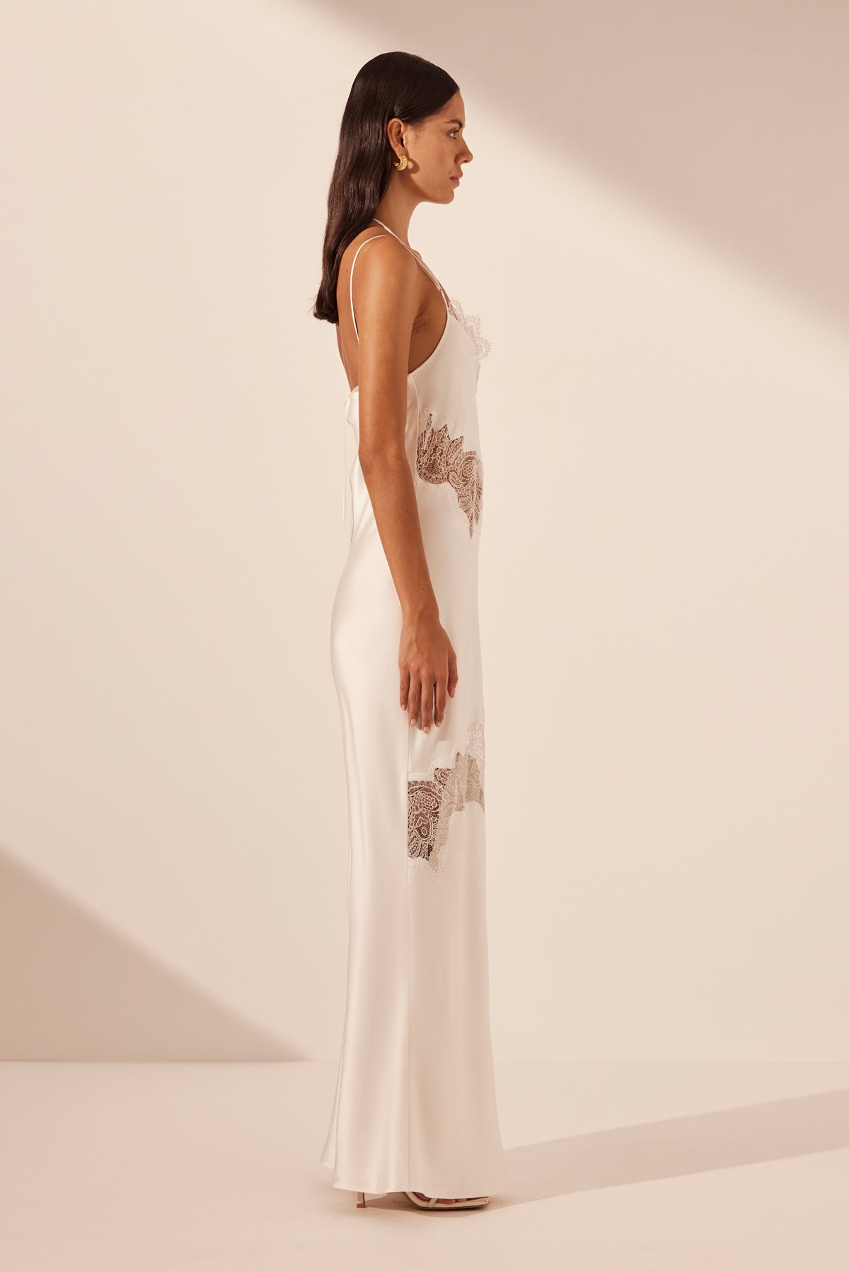 STRATUS LACE PANELLED MAXI DRESS - IVORY