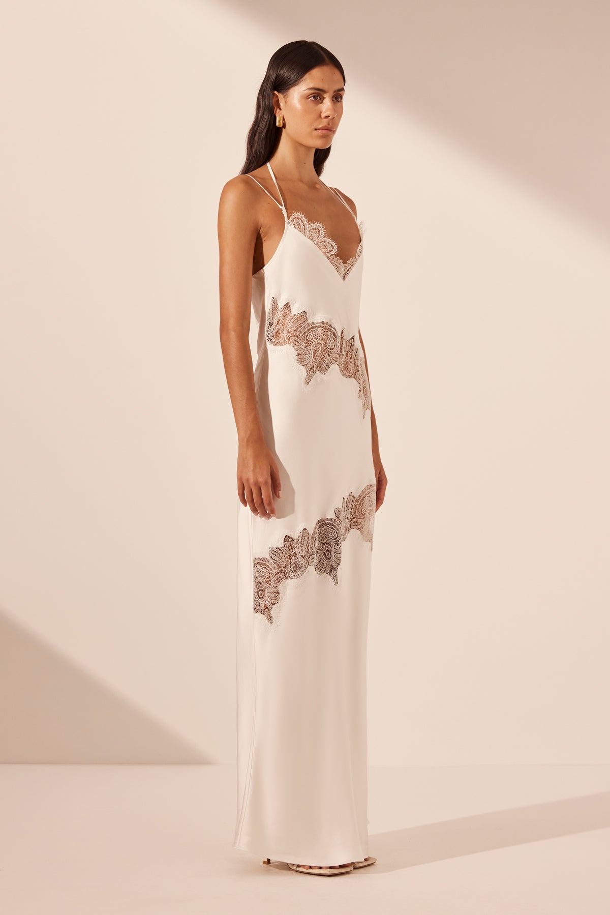 STRATUS LACE PANELLED MAXI DRESS - IVORY