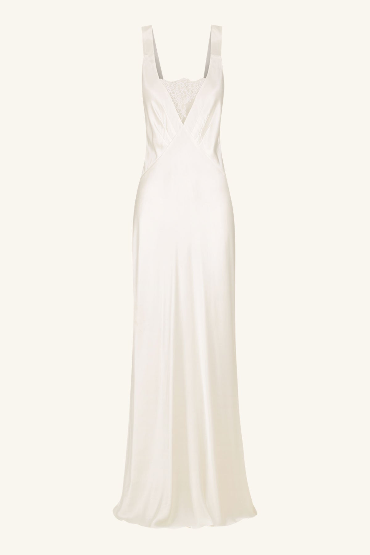 LA LUNE CUMULUS SILK PLUNGED LACE NECK GOWN - IVORY