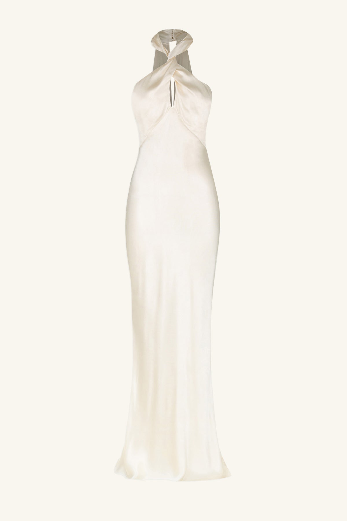 LA LUNE HIGH NECK TWIST MAXI DRESS - CREAM