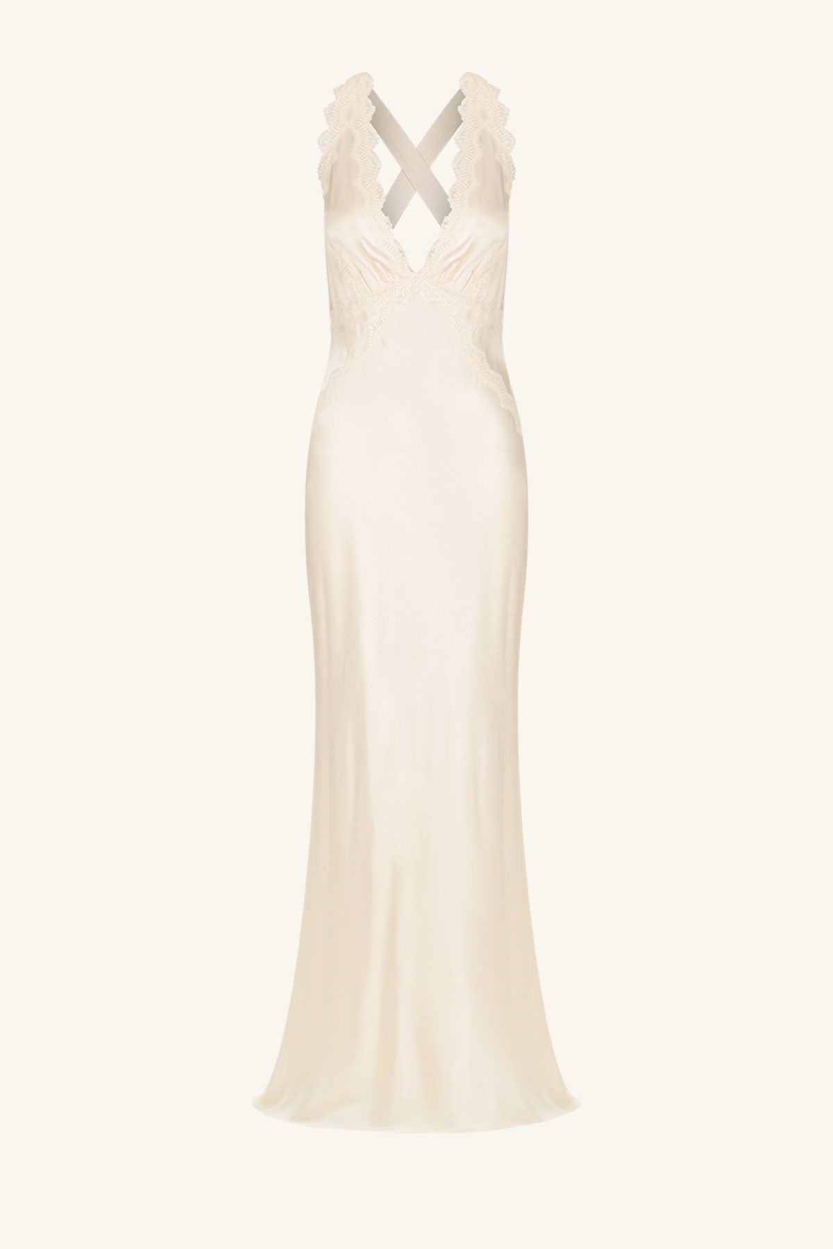 LA LUNE LACE CROSS BACK MAXI DRESS - CREAM
