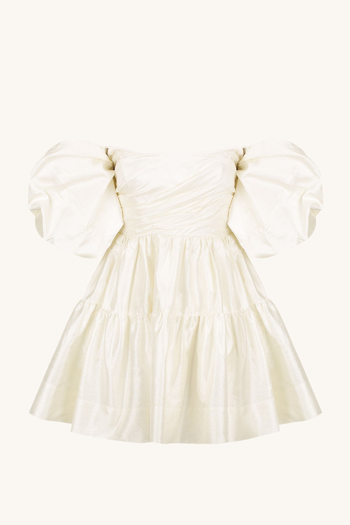 LA LUNE LUCERO SILK DRAPED CORSET TIERED MINI DRESS - IVORY