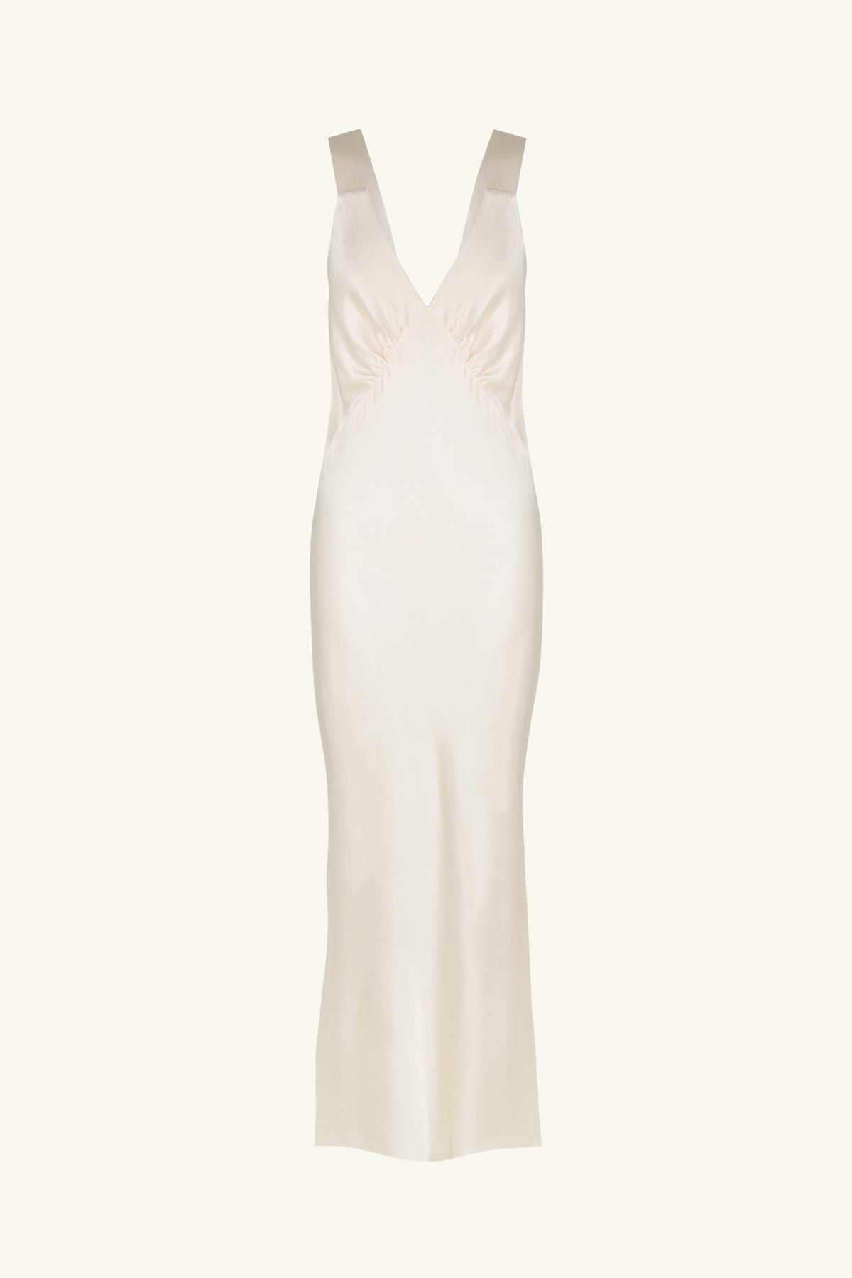 LA LUNE PLUNGED MIDI DRESS - CREAM