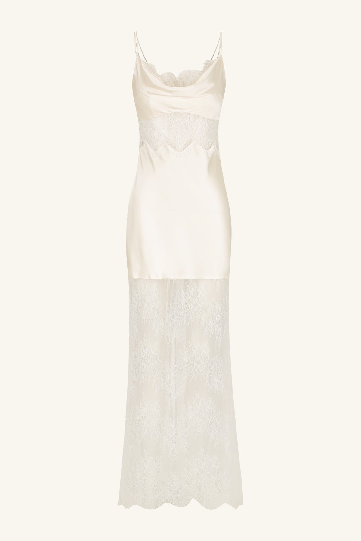 LA LUNE CUMULUS SILK LACE MAXI DRESS - IVORY