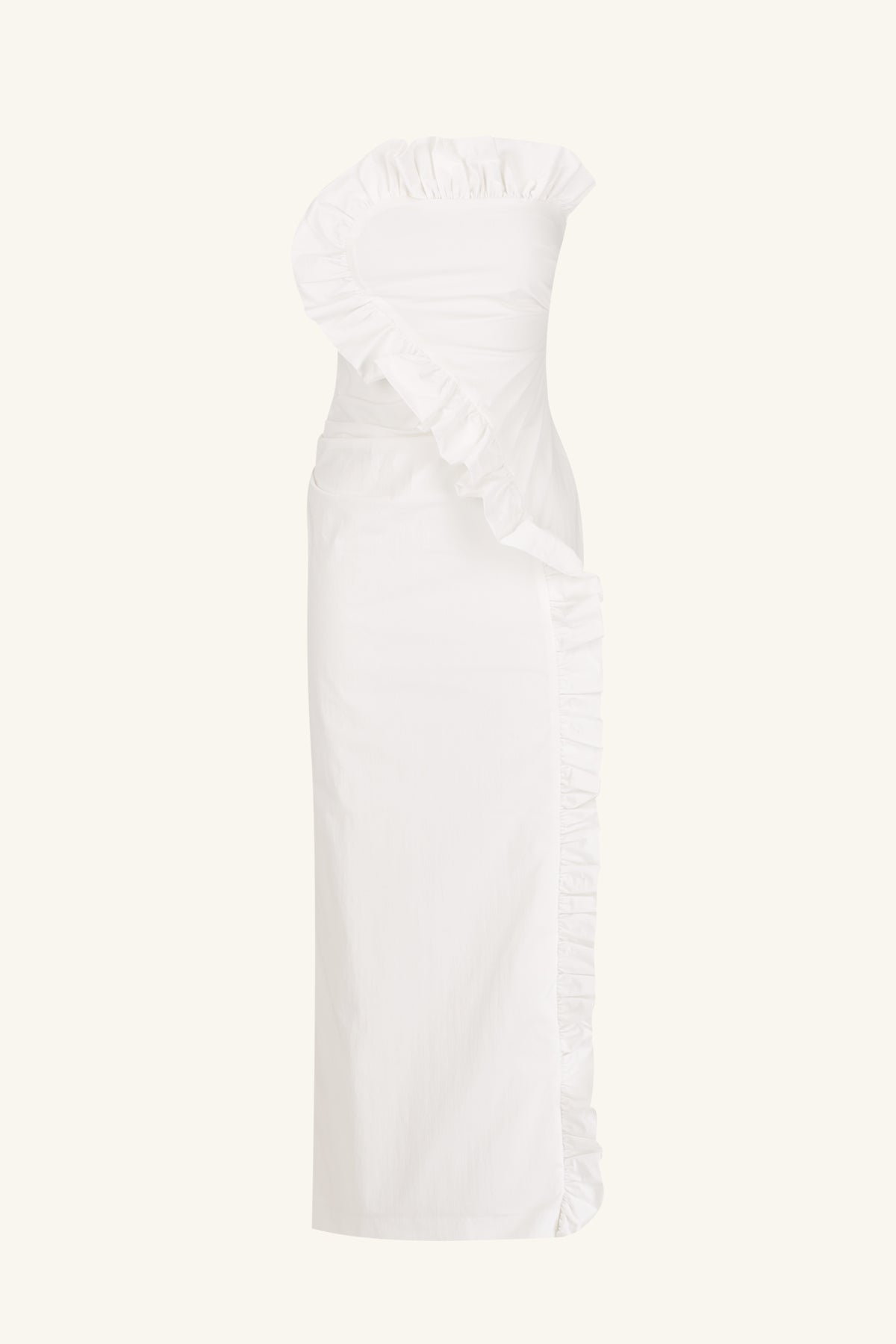 CAMPBELL RUFFLE MIDI DRESS - WHITE