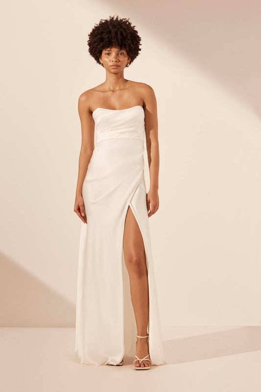 LA LUNE CUMULUS SILK STRAPLESS CORSET GOWN - IVORY