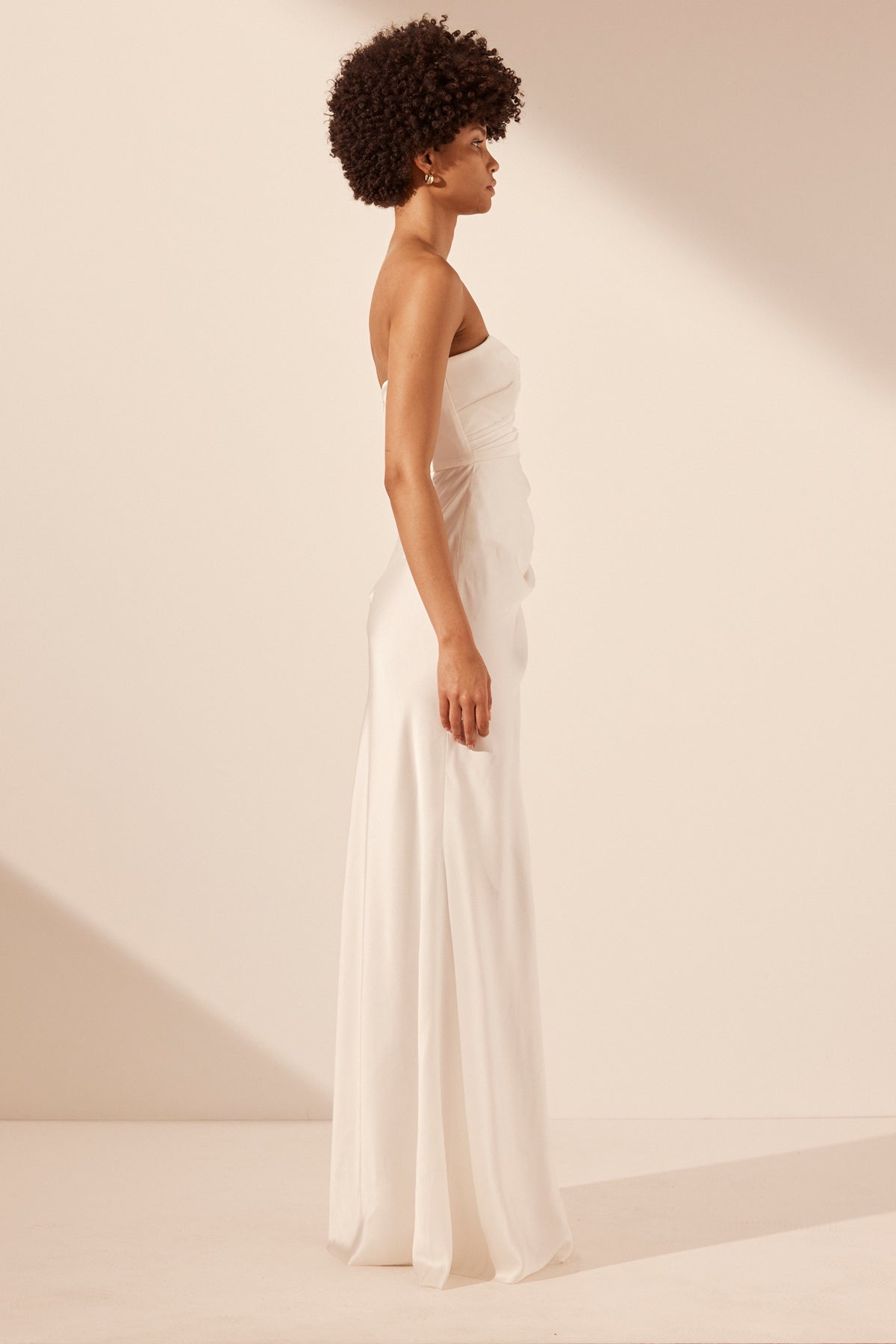 LA LUNE CUMULUS SILK STRAPLESS CORSET GOWN - IVORY