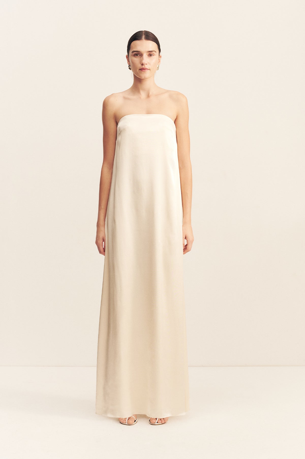 LA LUNE STRAPLESS COLUMN MAXI DRESS - CREAM