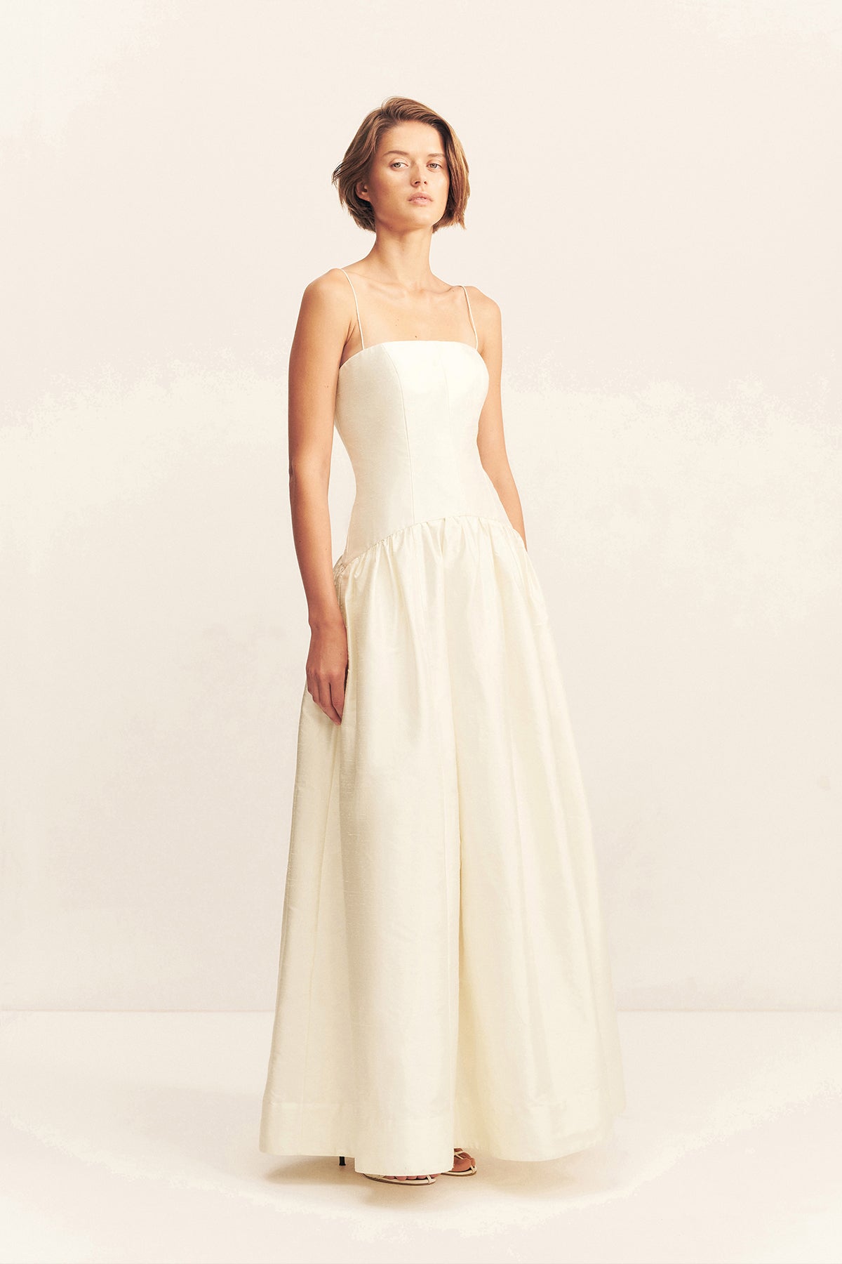 LUCERO SILK PANELLED MAXI DRESS - IVORY