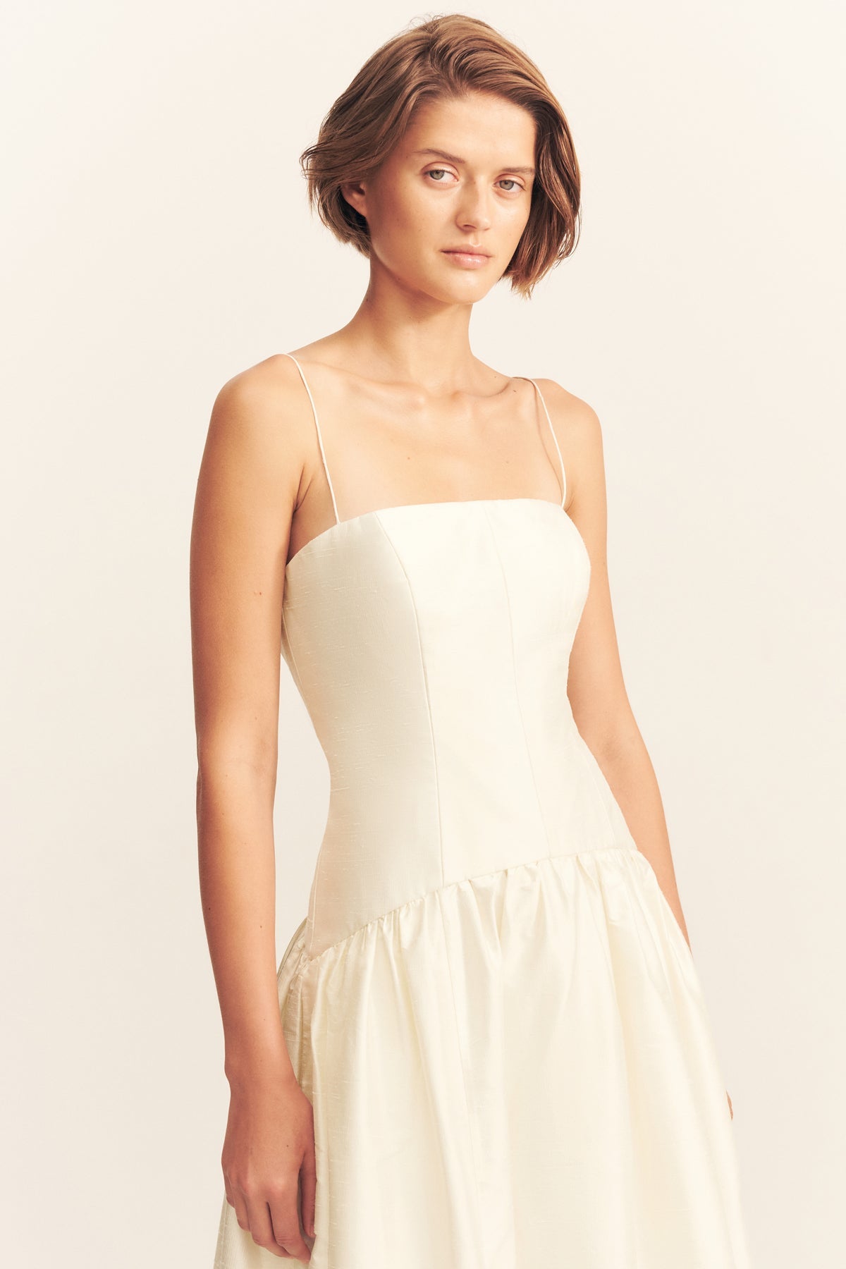 LUCERO SILK PANELLED MAXI DRESS - IVORY