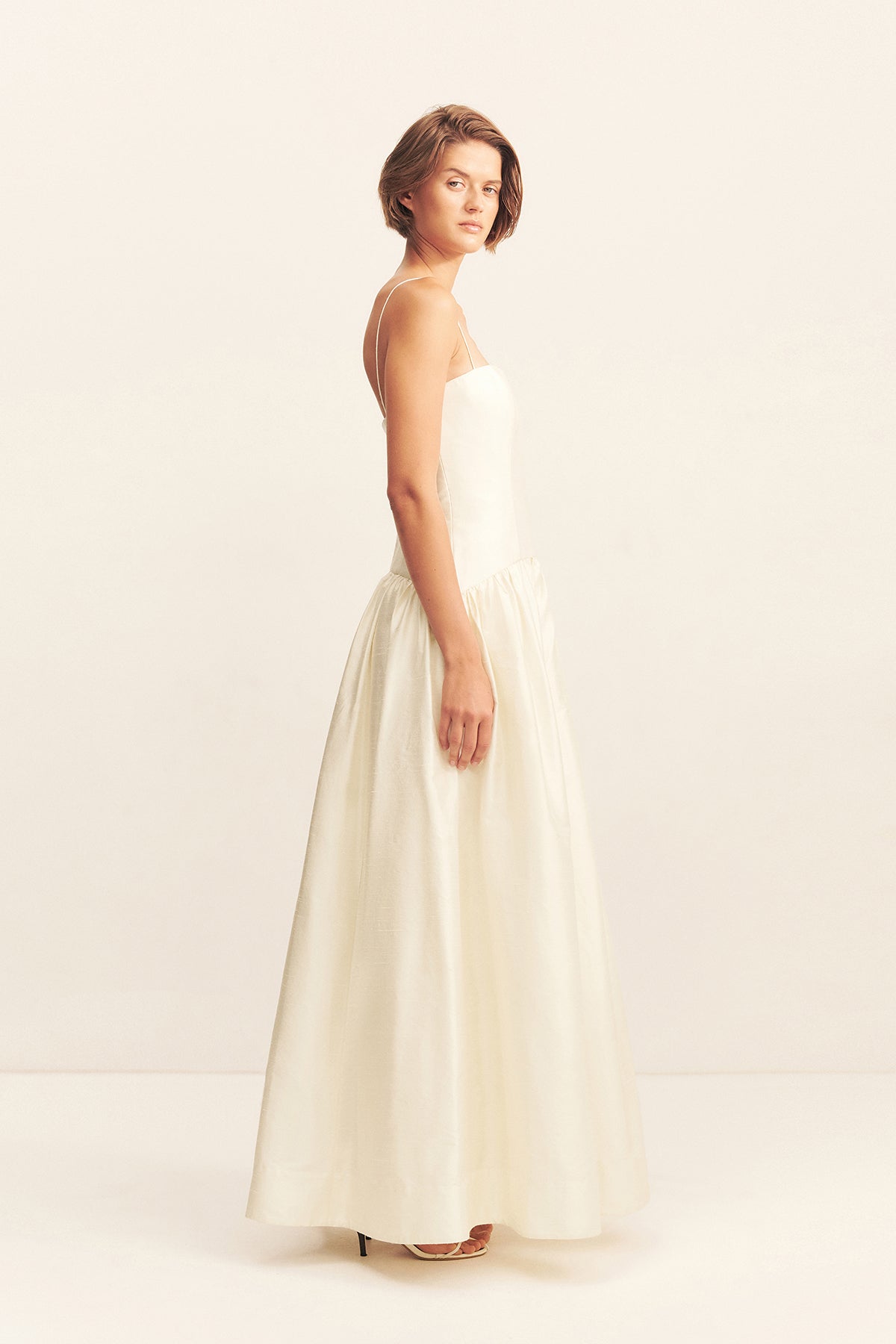 LUCERO SILK PANELLED MAXI DRESS - IVORY