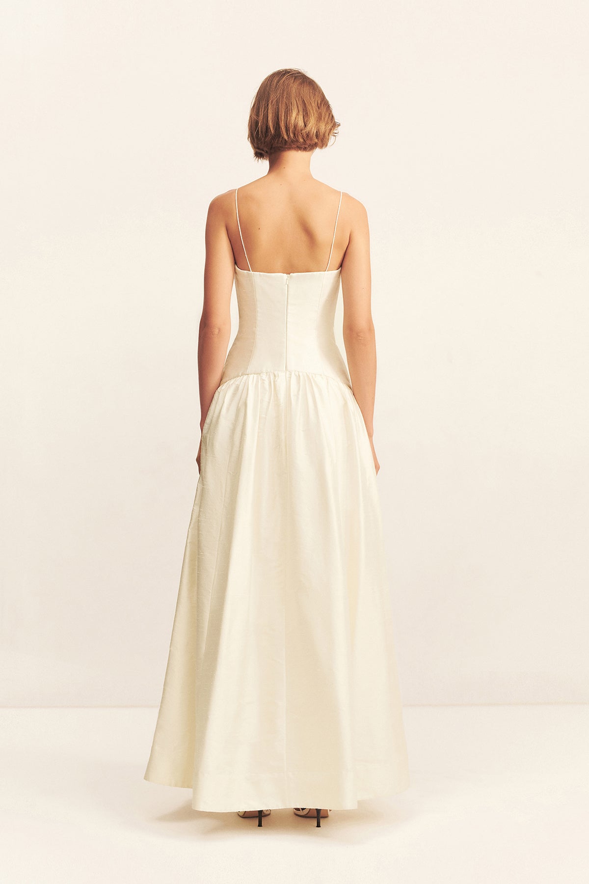 LUCERO SILK PANELLED MAXI DRESS - IVORY