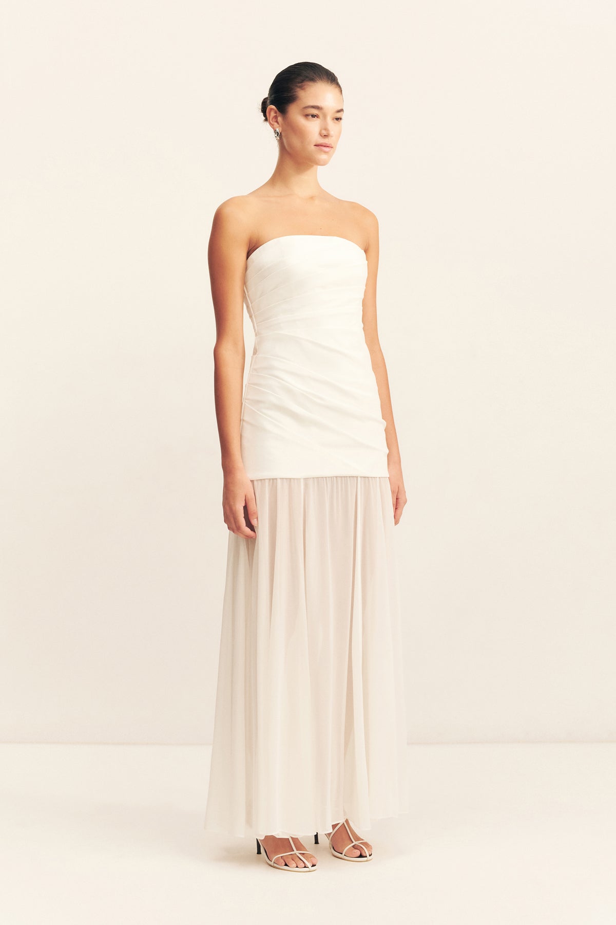 LUNAR STRAPLESS DRAPED MAXI DRESS