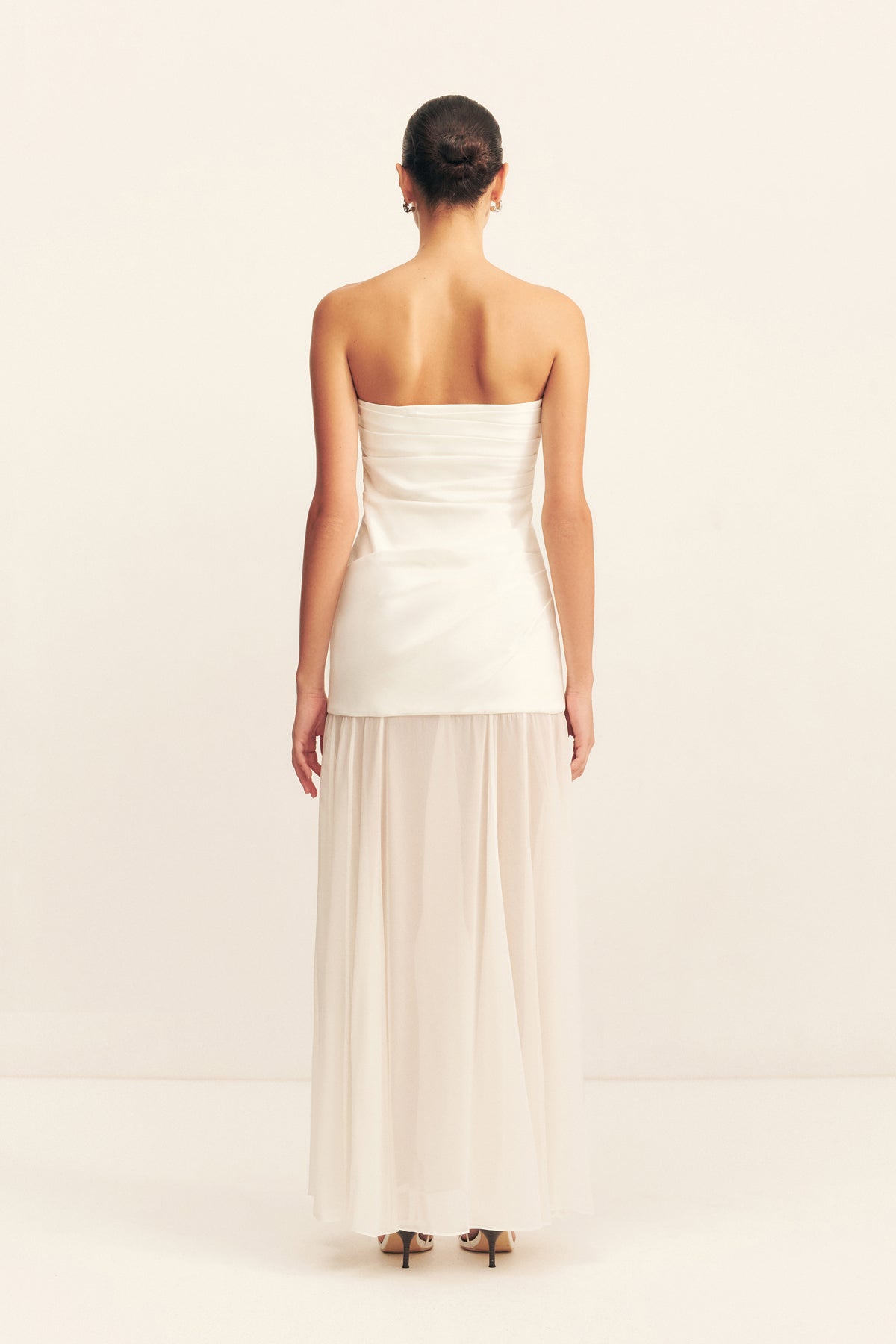 LUNAR STRAPLESS DRAPED MAXI DRESS