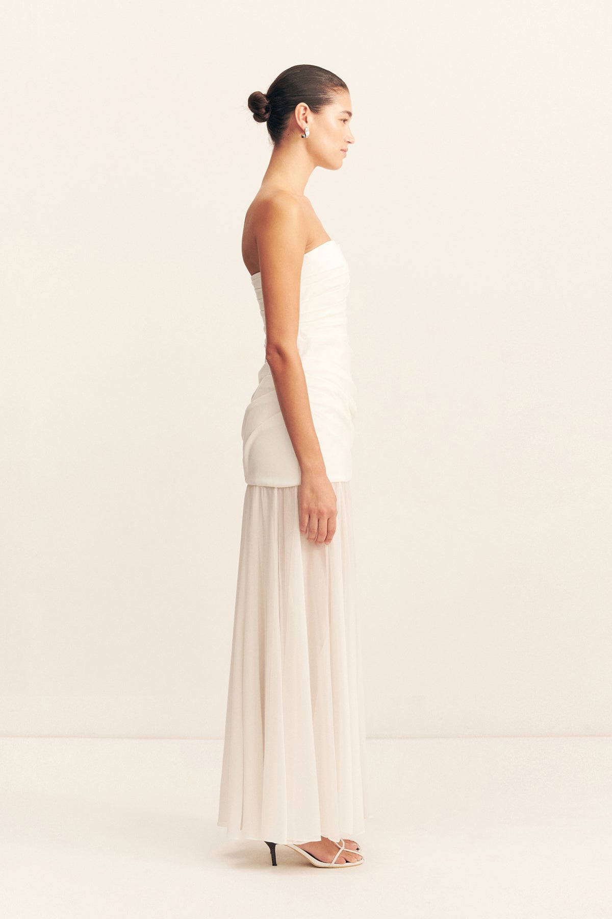 LUNAR STRAPLESS DRAPED MAXI DRESS