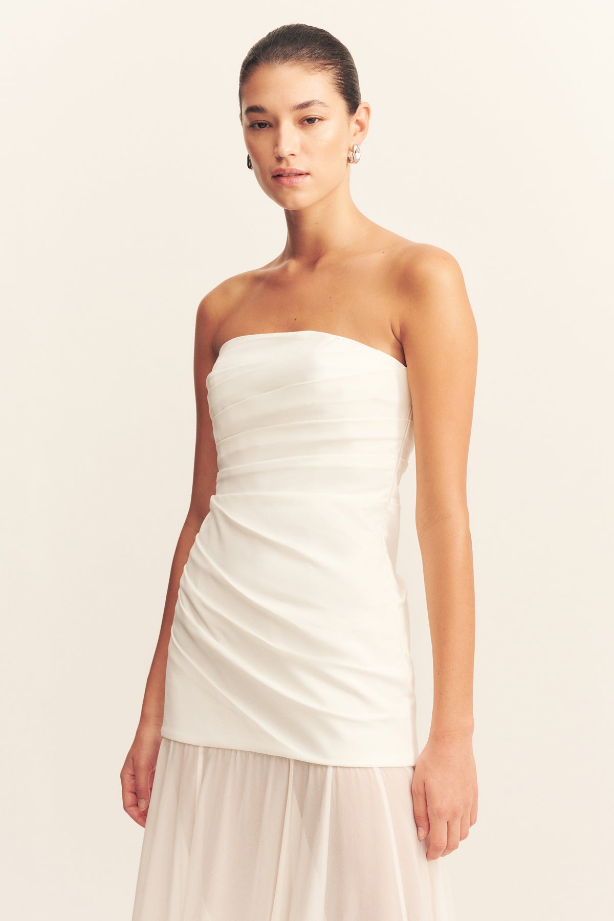 LUNAR STRAPLESS DRAPED MAXI DRESS