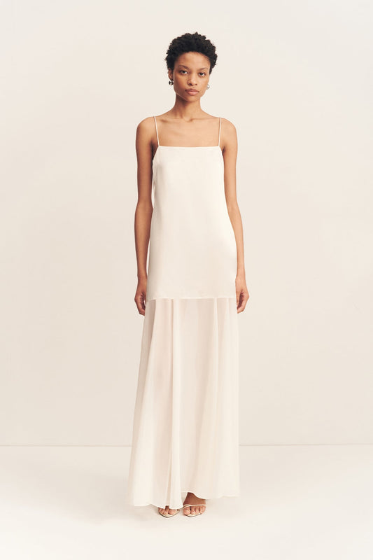 MORAYA DROPPED WAIST MAXI DRESS - IVORY