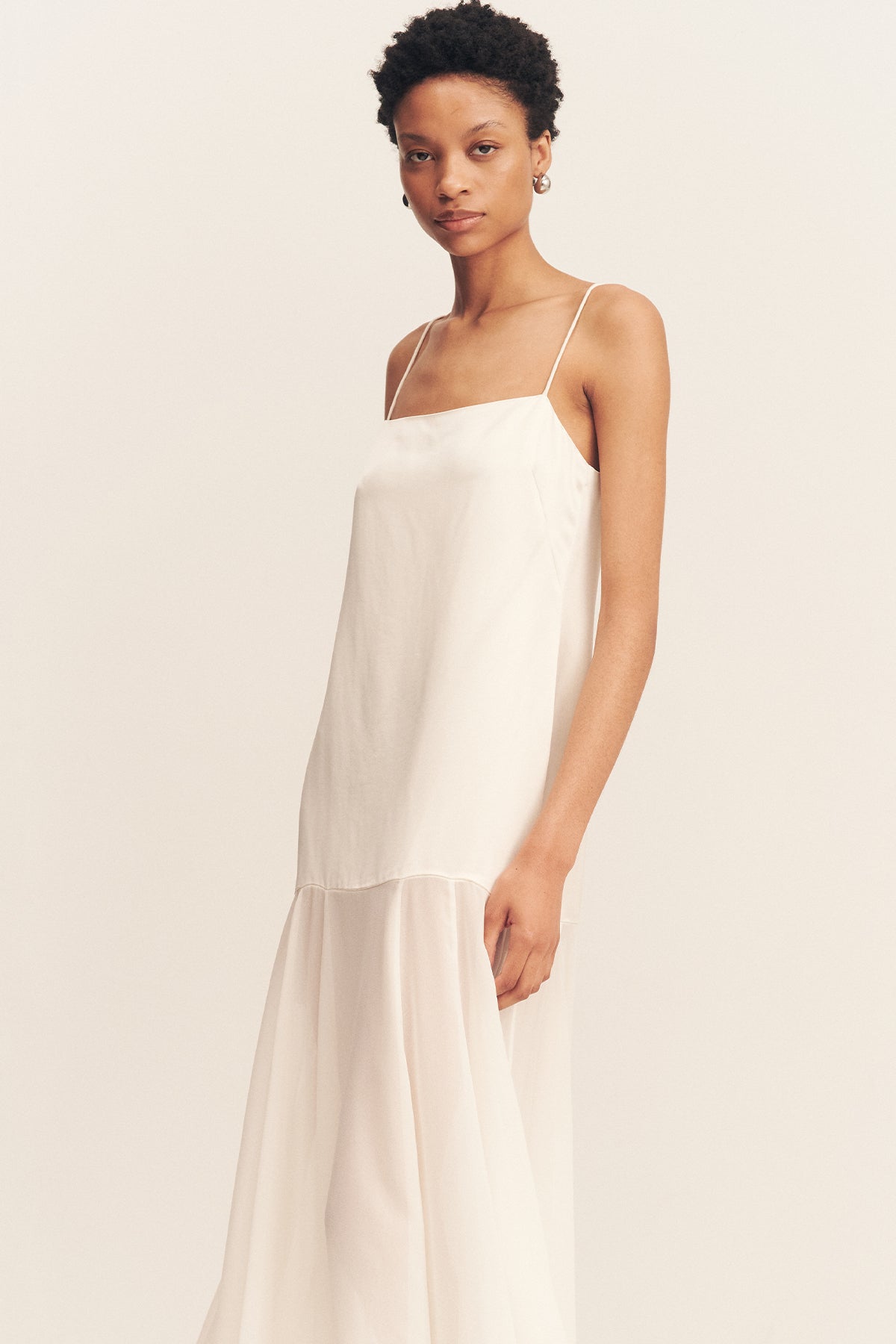 MORAYA DROPPED WAIST MAXI DRESS - IVORY