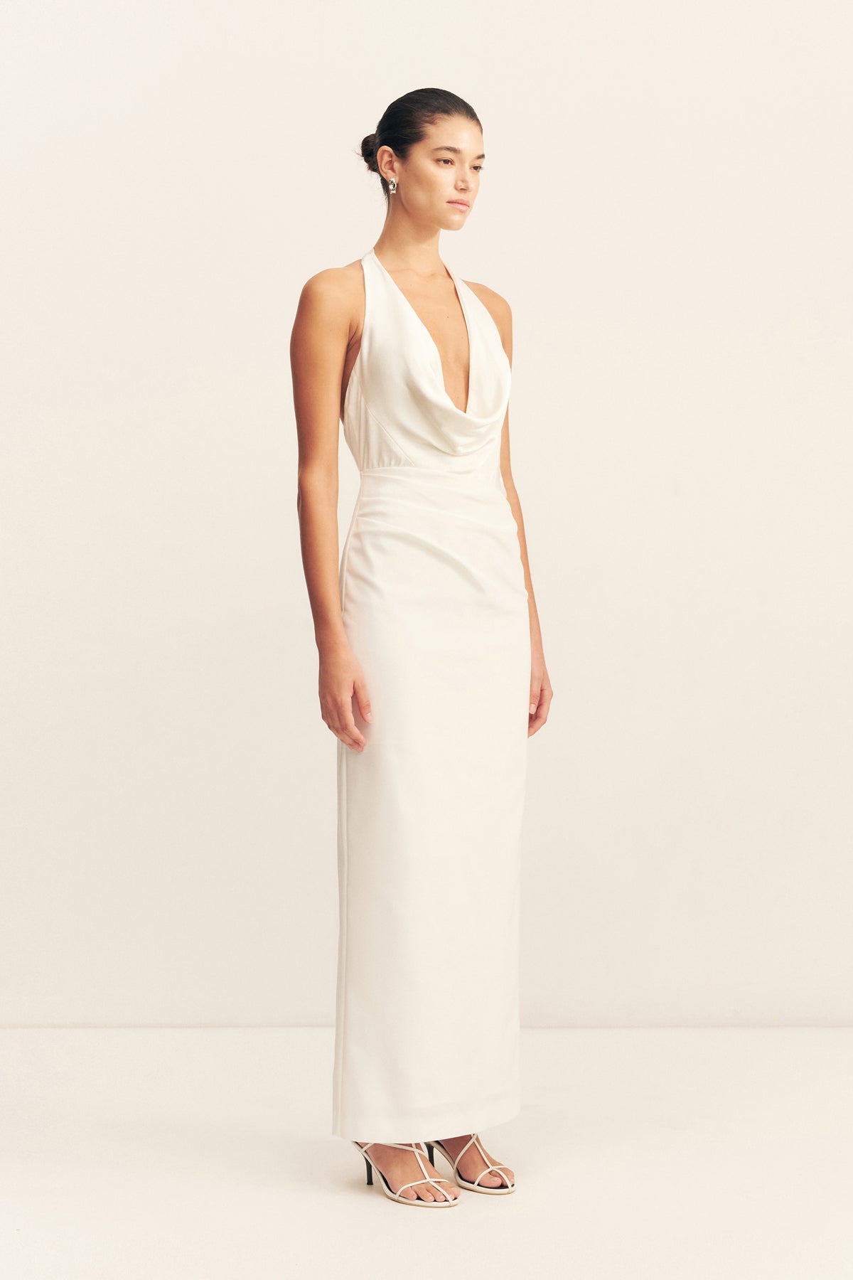 LUMINA CONTRAST COWL NECK MAXI DRESS