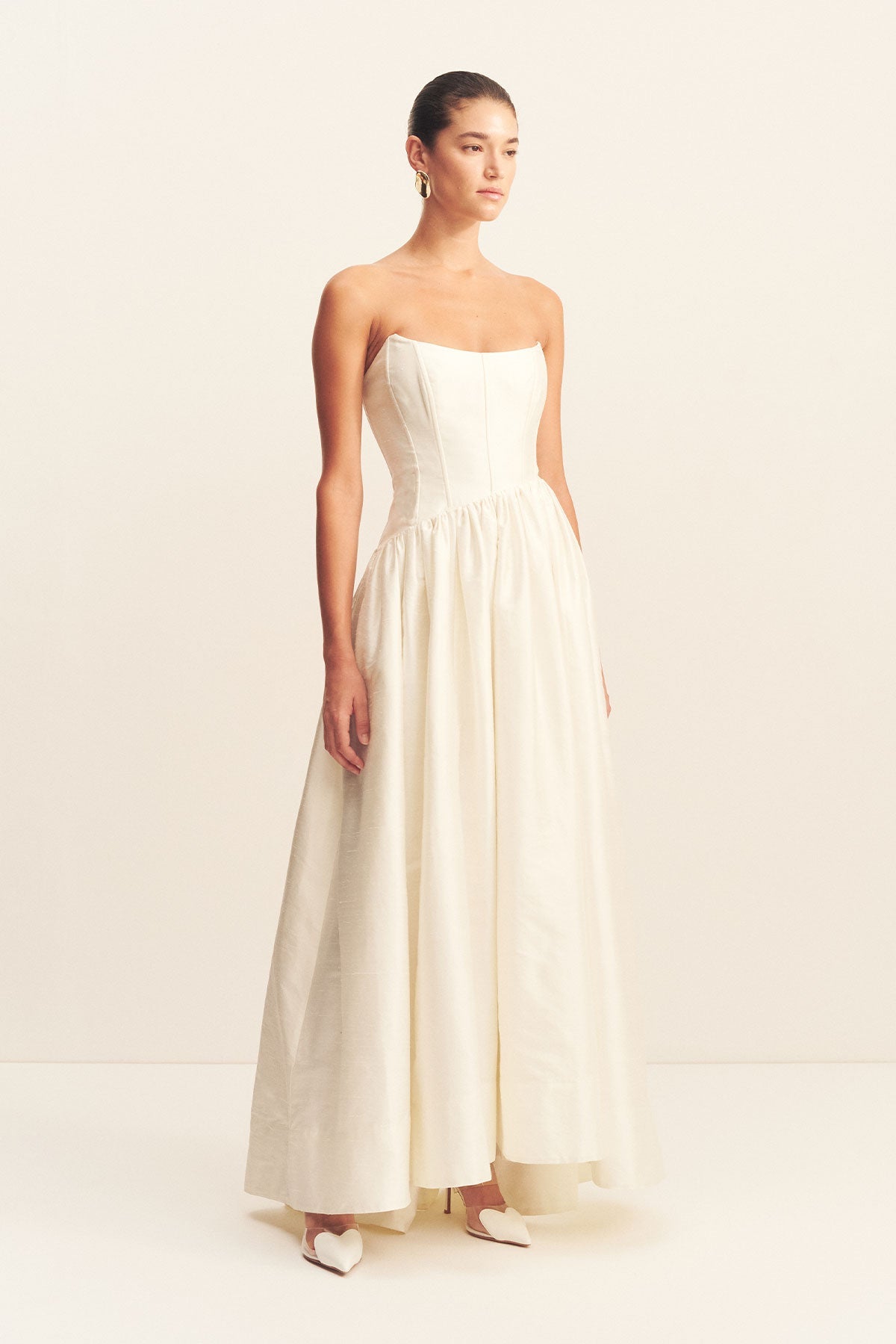 LUCERO HIGH LOW CORSET GOWN - IVORY