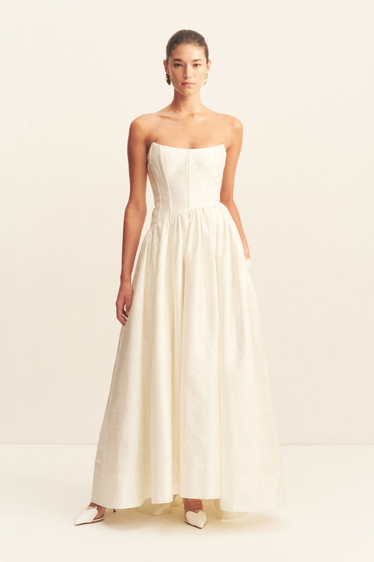 LUCERO HIGH LOW CORSET GOWN - IVORY