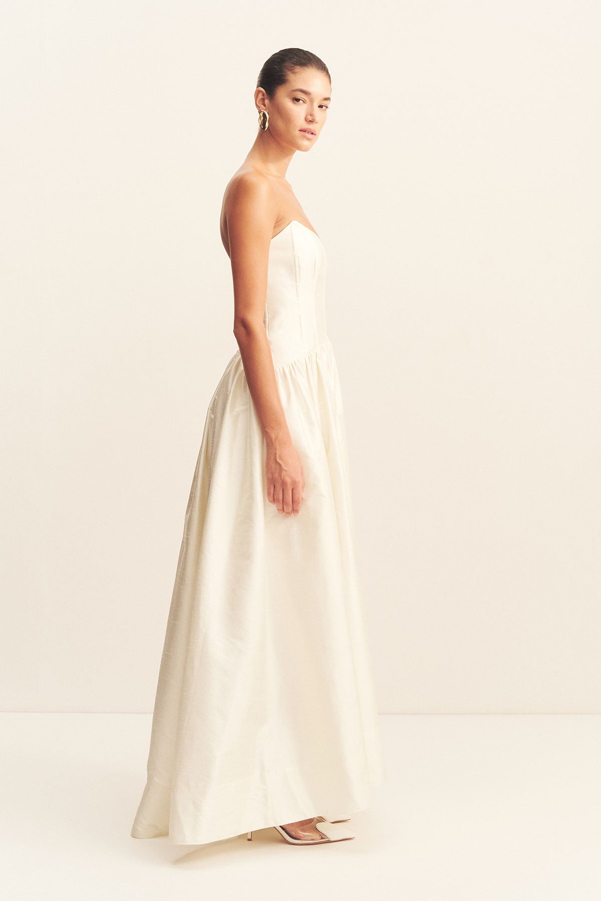 LUCERO HIGH LOW CORSET GOWN - IVORY
