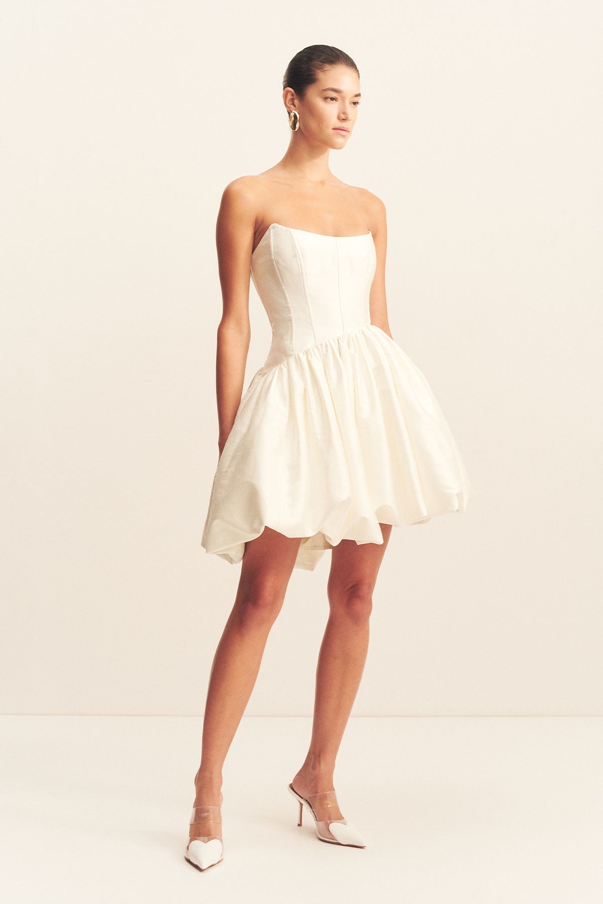 LUCERO HIGH LOW CORSET GOWN - IVORY