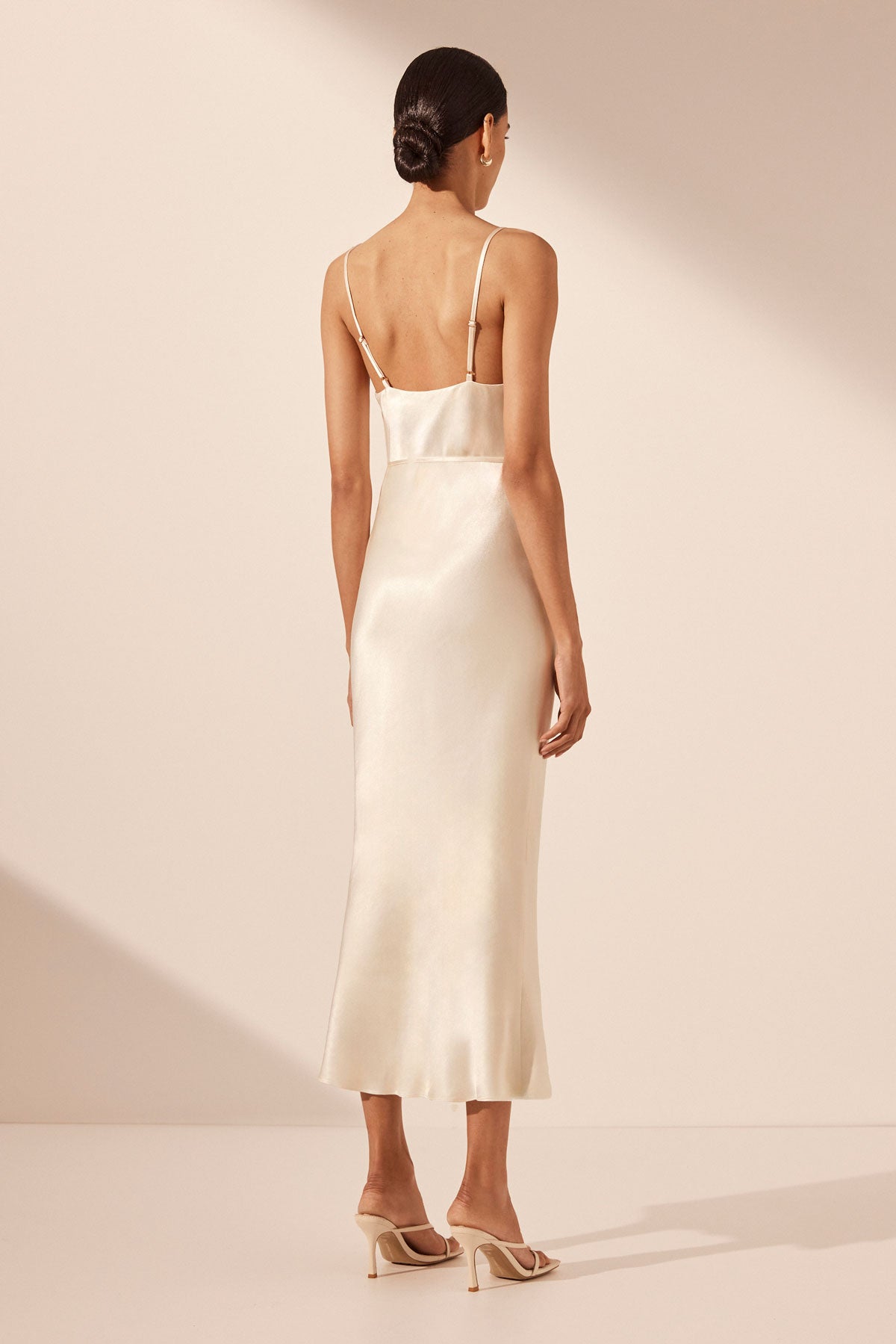 LA LUNE BIAS COWL MIDI DRESS - CREAM