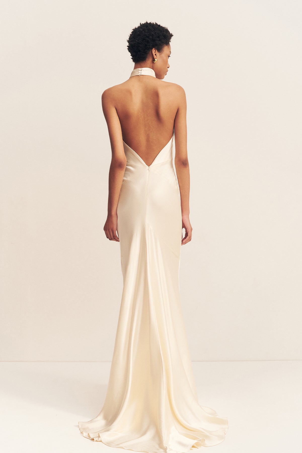 LA LUNE HIGH COWL OPEN BACK GOWN - CREAM