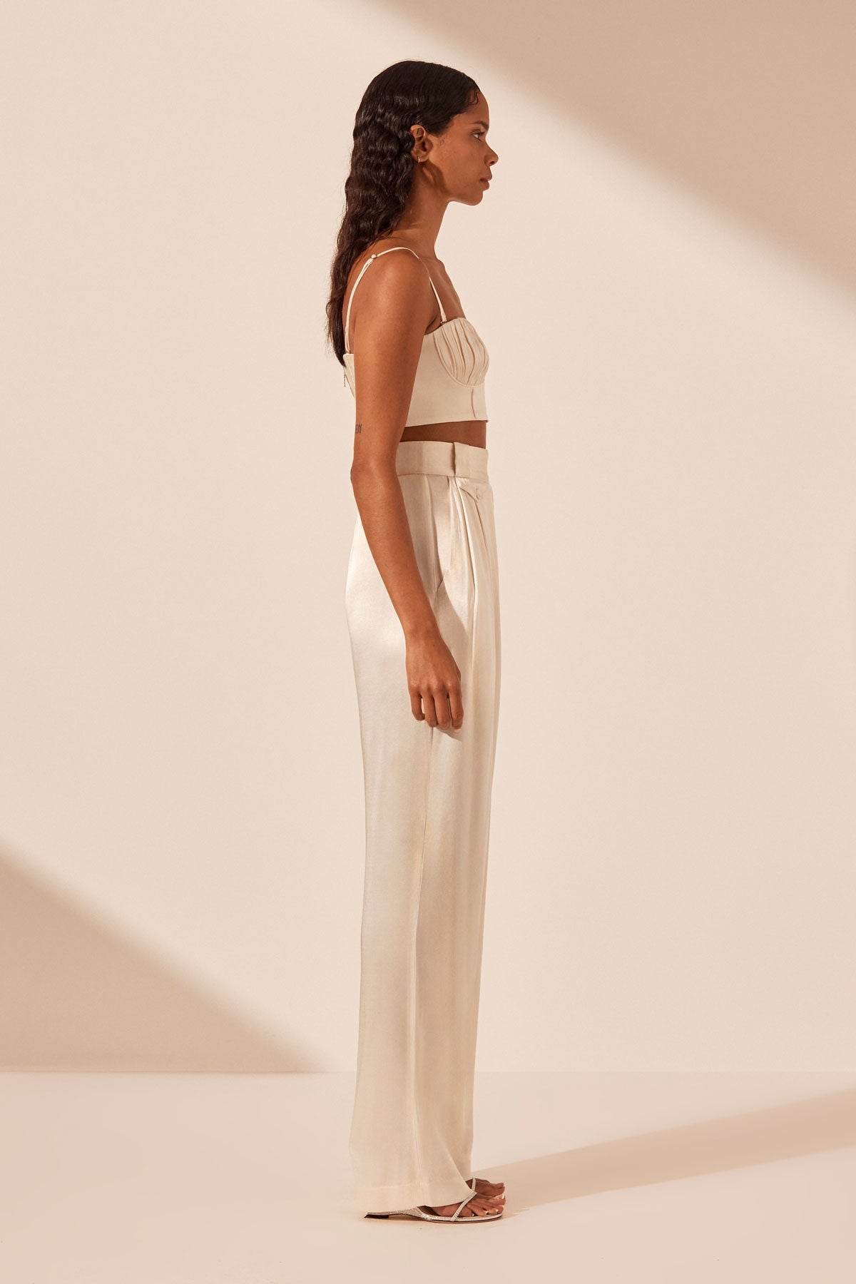 LA LUNE CORDED RUCHED BRALETTE - CREAM