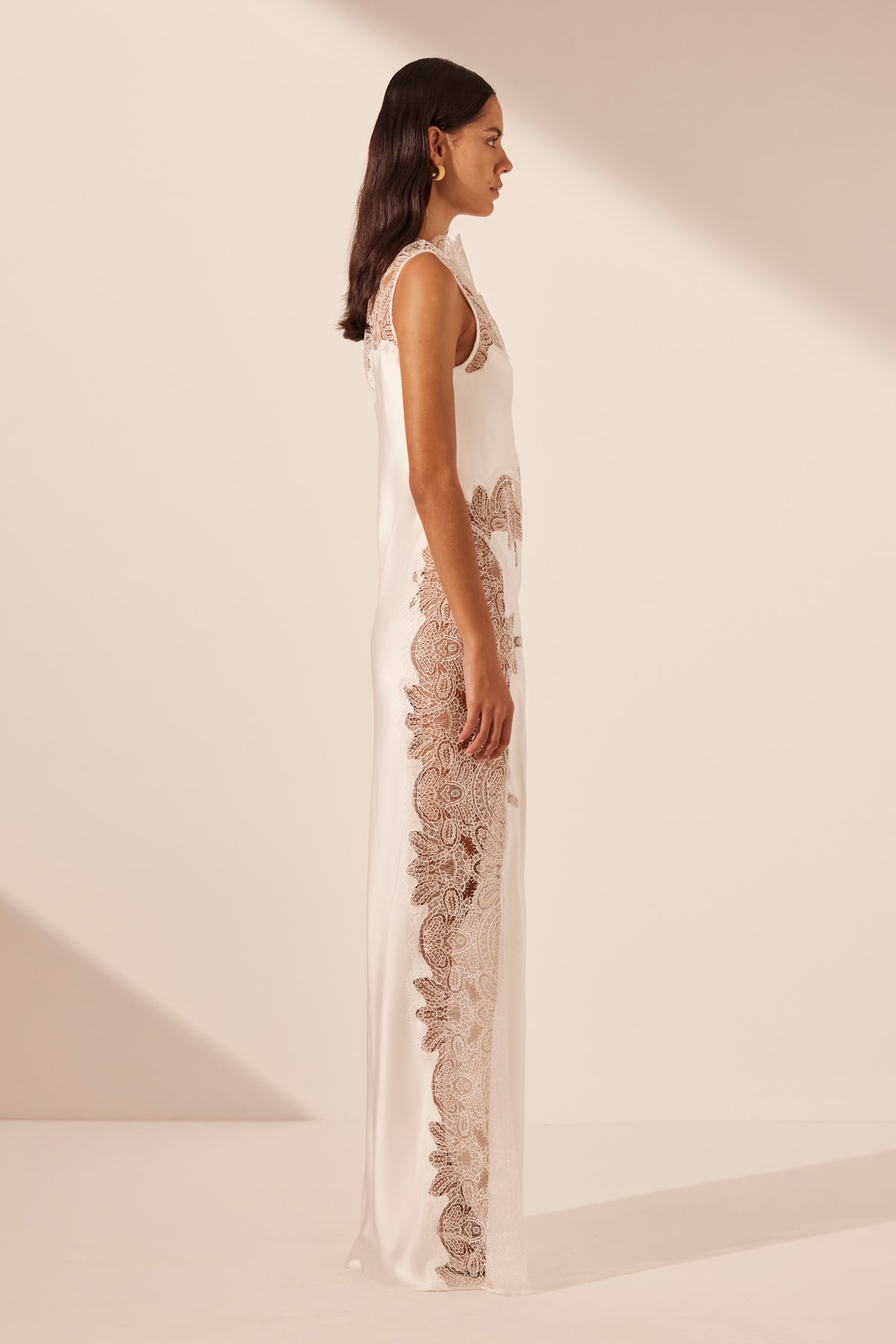 STRATUS LACE HIGH NECK MAXI DRESS - IVORY