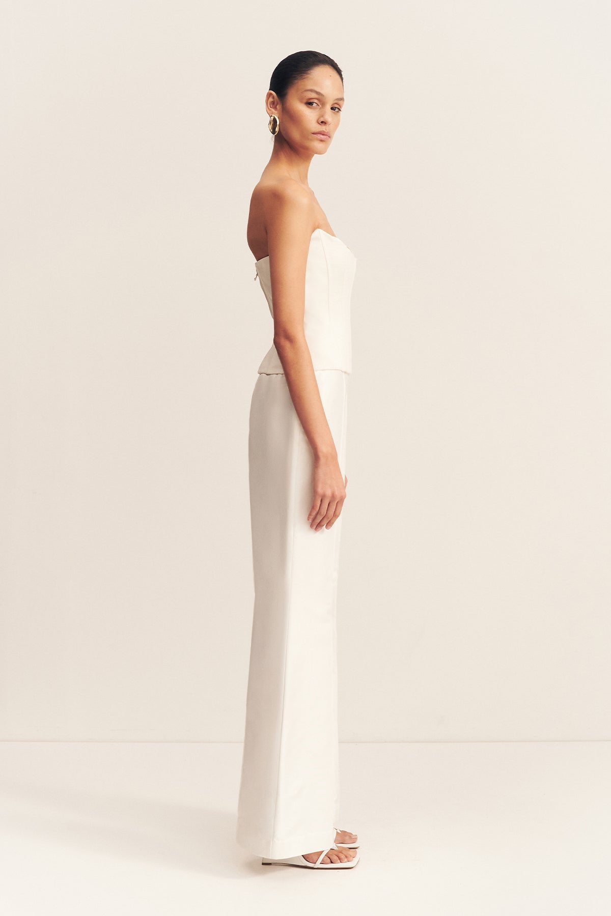 THEA PINTUCK FLARED PANT - IVORY