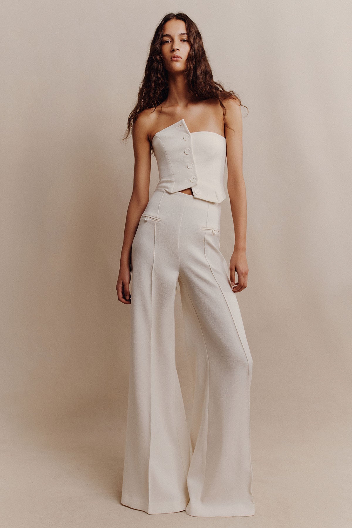 AMURA HIGH WAISTED WIDE LEG PANT - CREAM