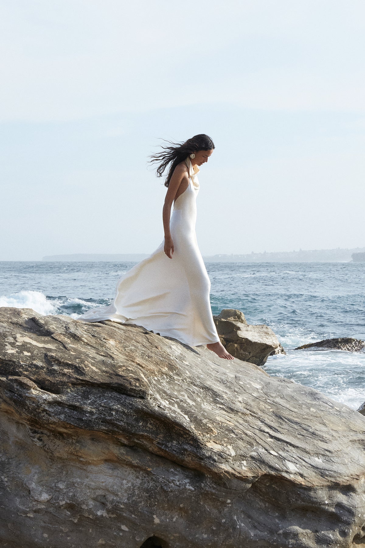 LA LUNE HIGH COWL OPEN BACK GOWN - CREAM