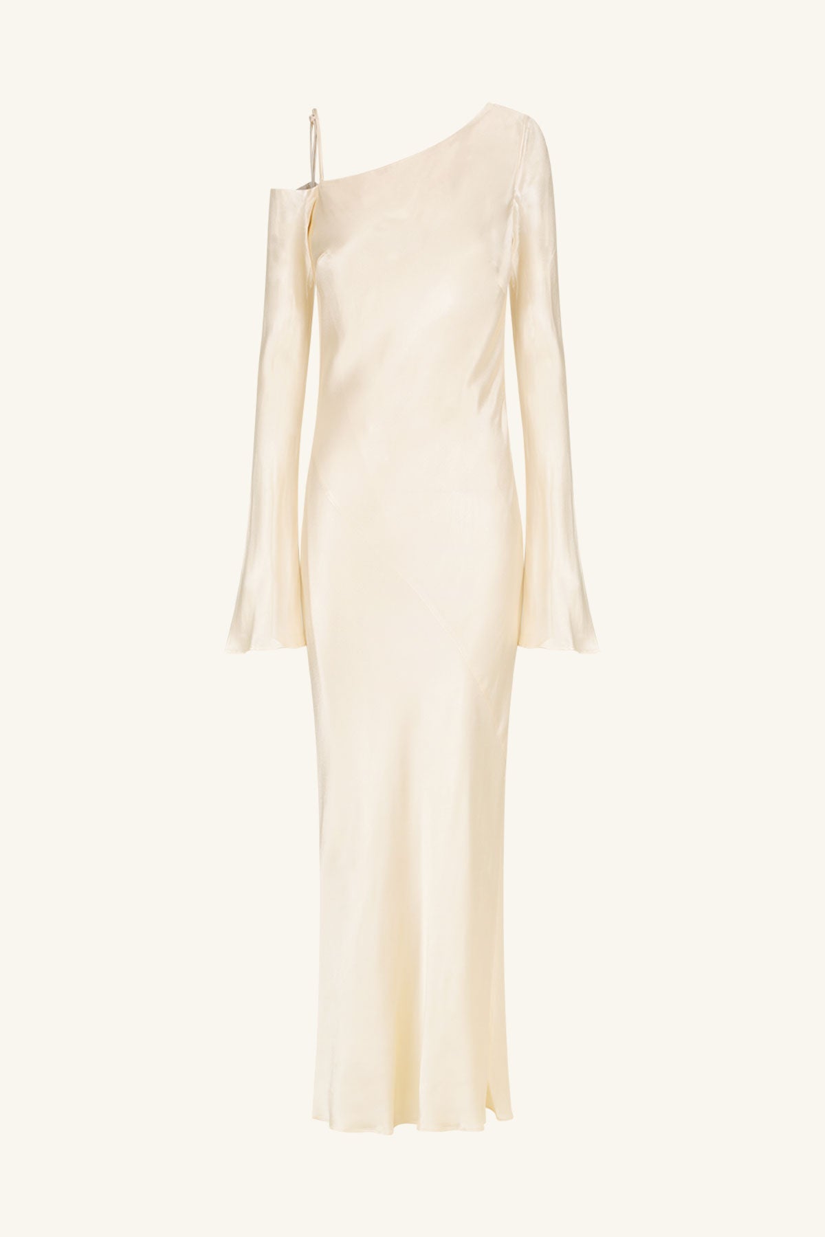 LA LUNE ASYMMETRICAL LONG SLEEVE MAXI DRESS - CREAM