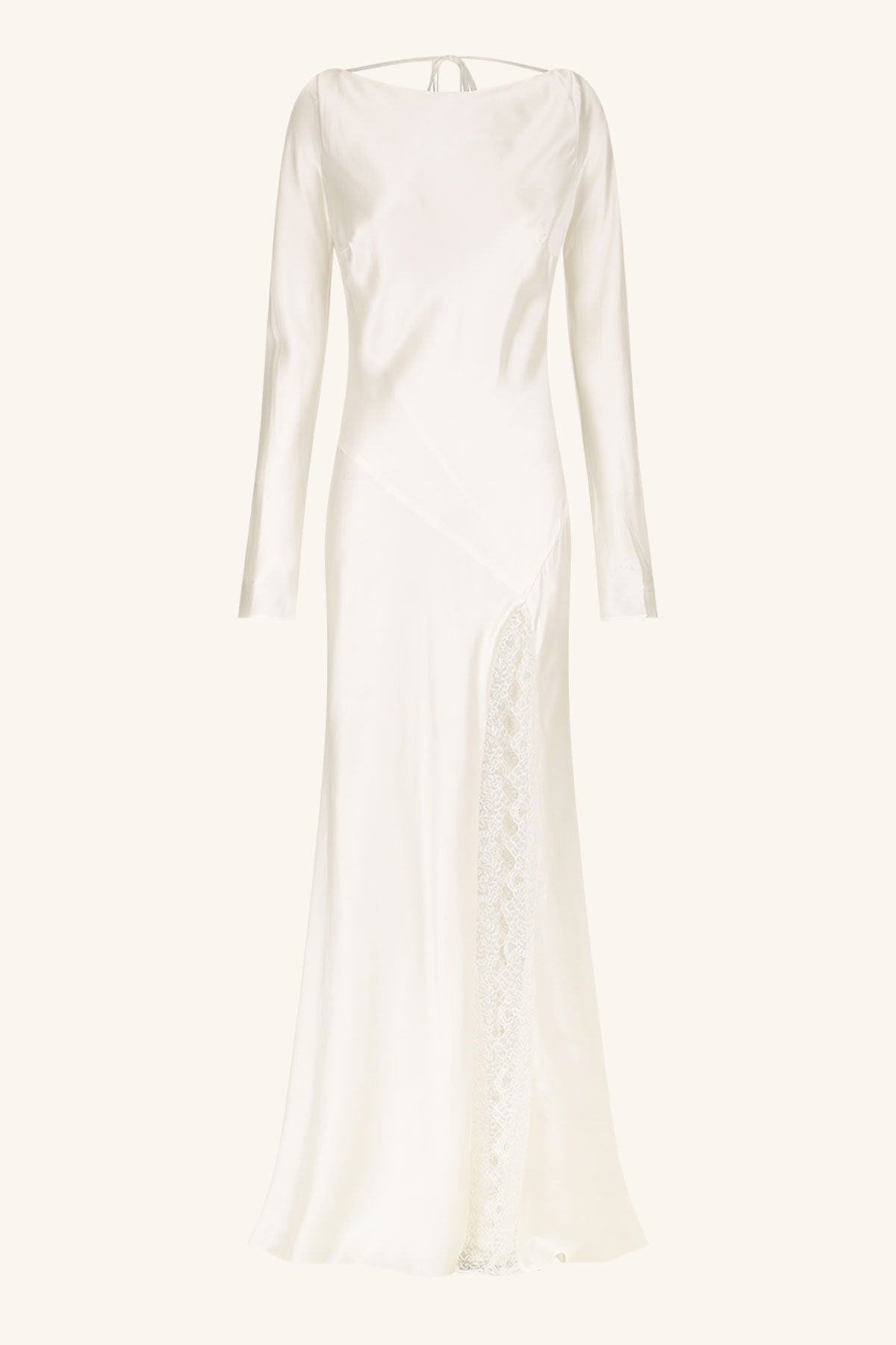 LA LUNE CUMULUS SILK BACKLESS LACE SPLIT MAXI DRESS - IVORY