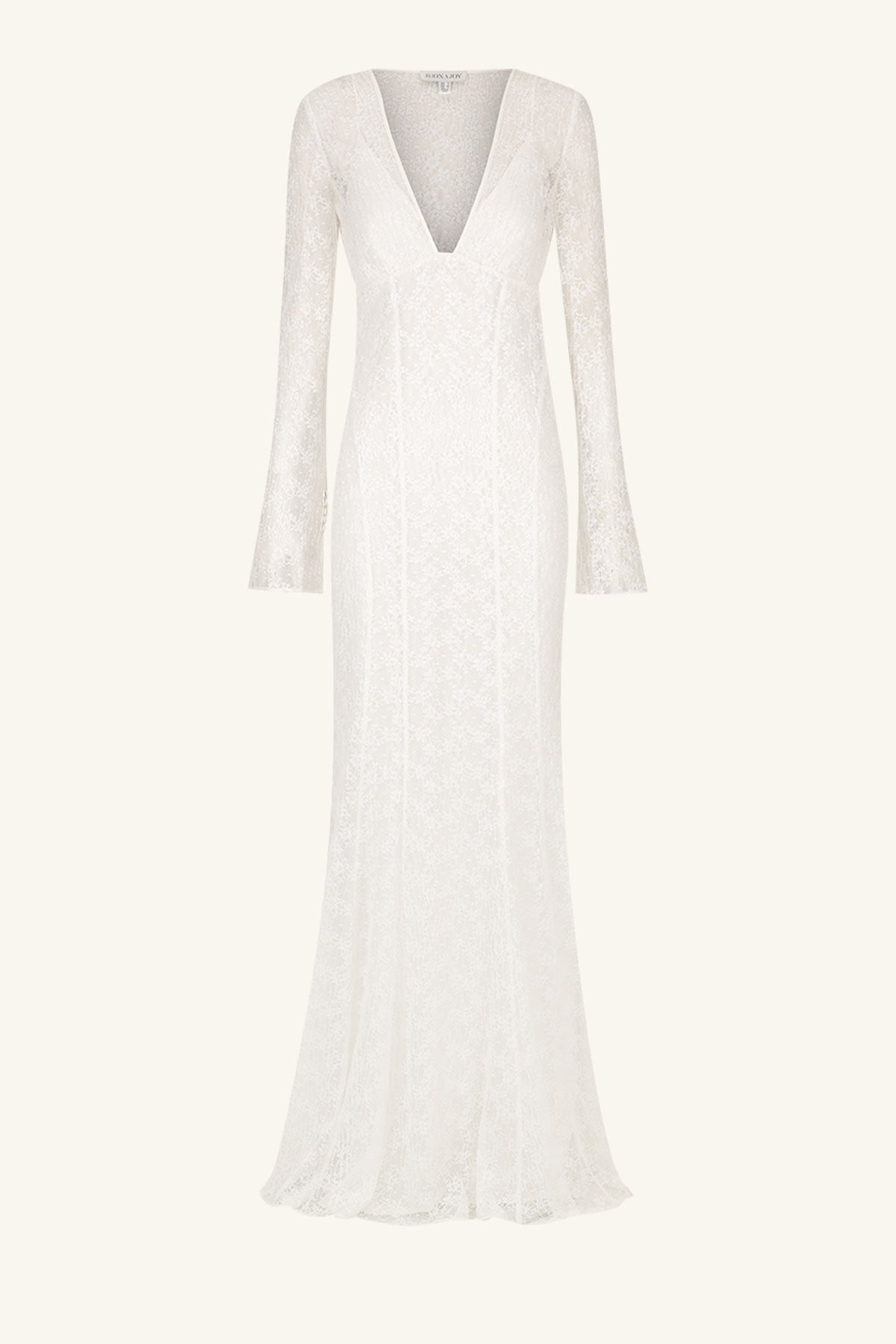 LA LUNE SOL LACE PLUNGED PANELLED MAXI DRESS - IVORY
