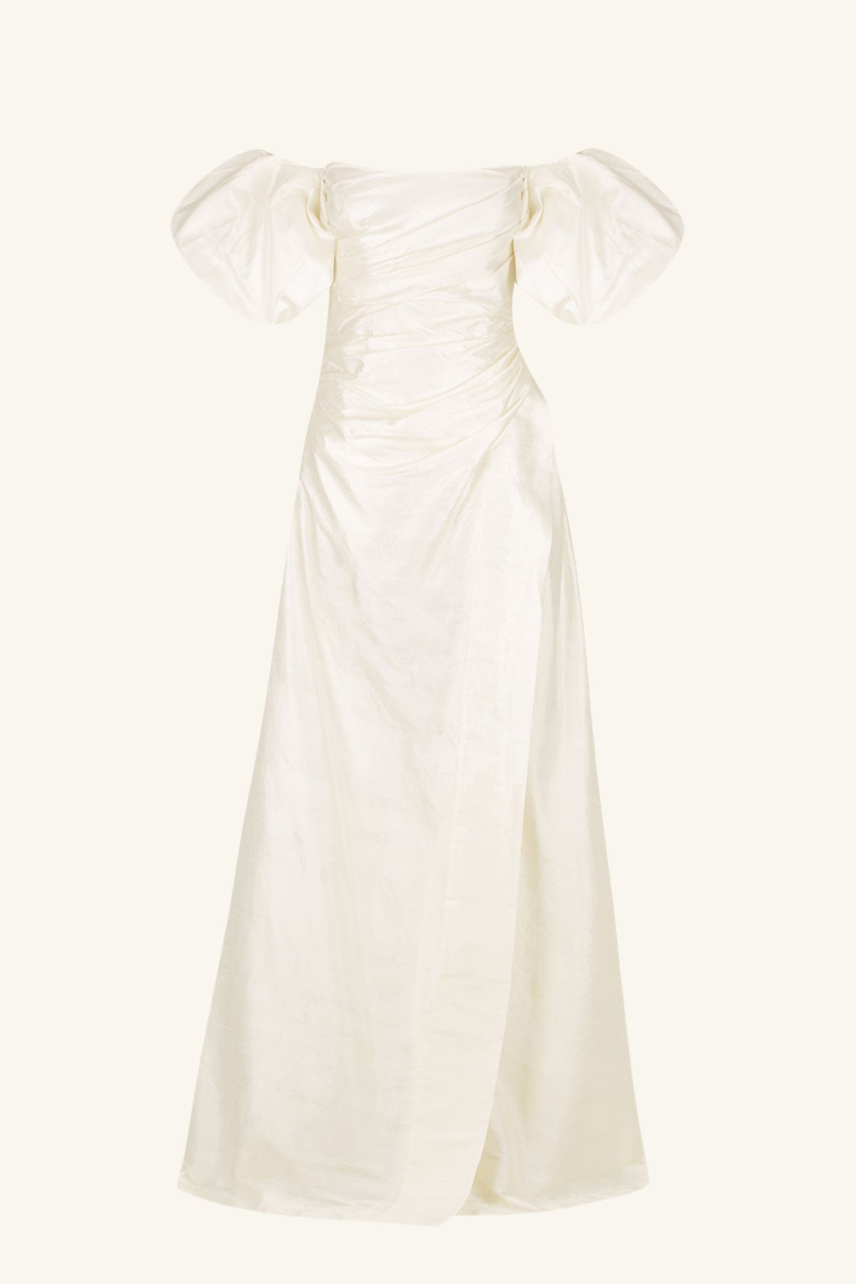 LA LUNE LUCERO SILK DRAPED CORSET SPLIT GOWN - IVORY