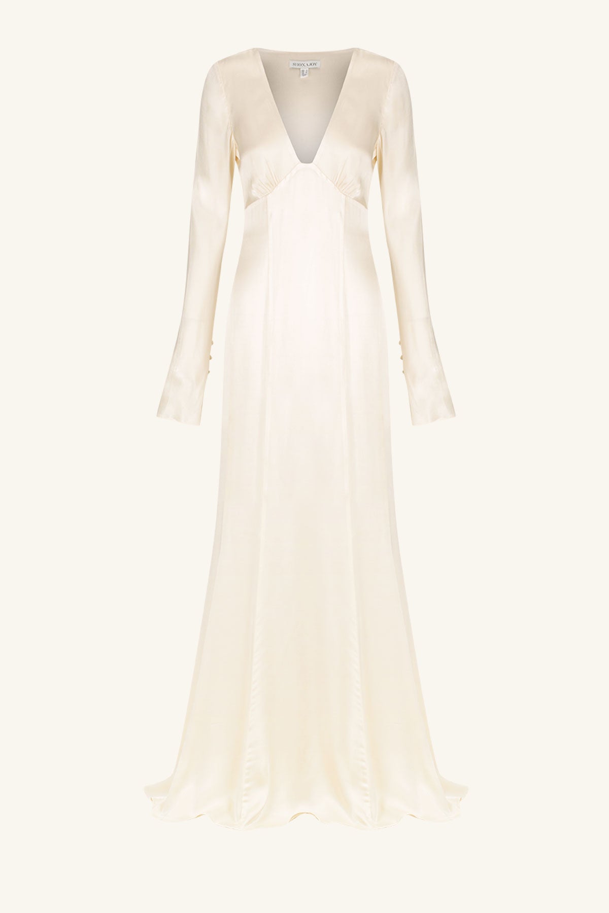 LA LUNE PLUNGED PANELLED MAXI DRESS - CREAM