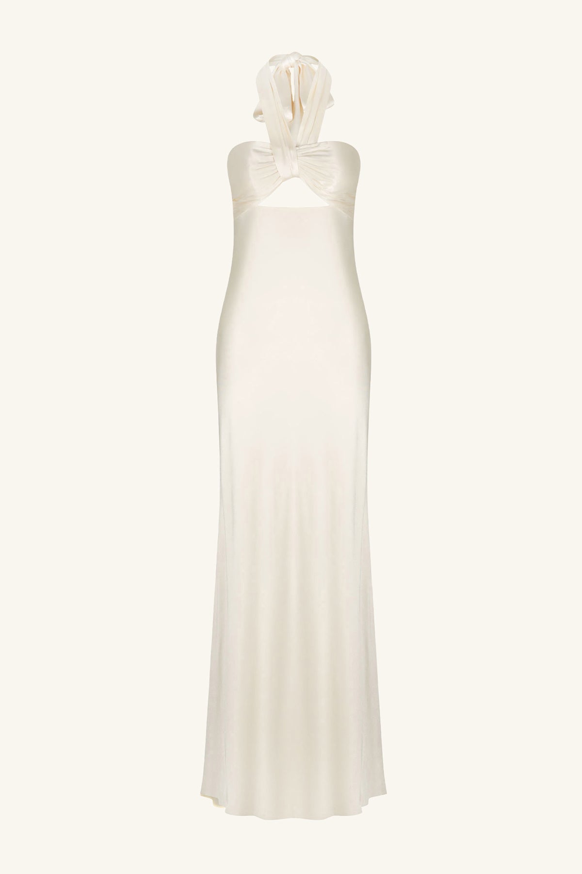 LA LUNE RUCHED HALTER MAXI DRESS - CREAM