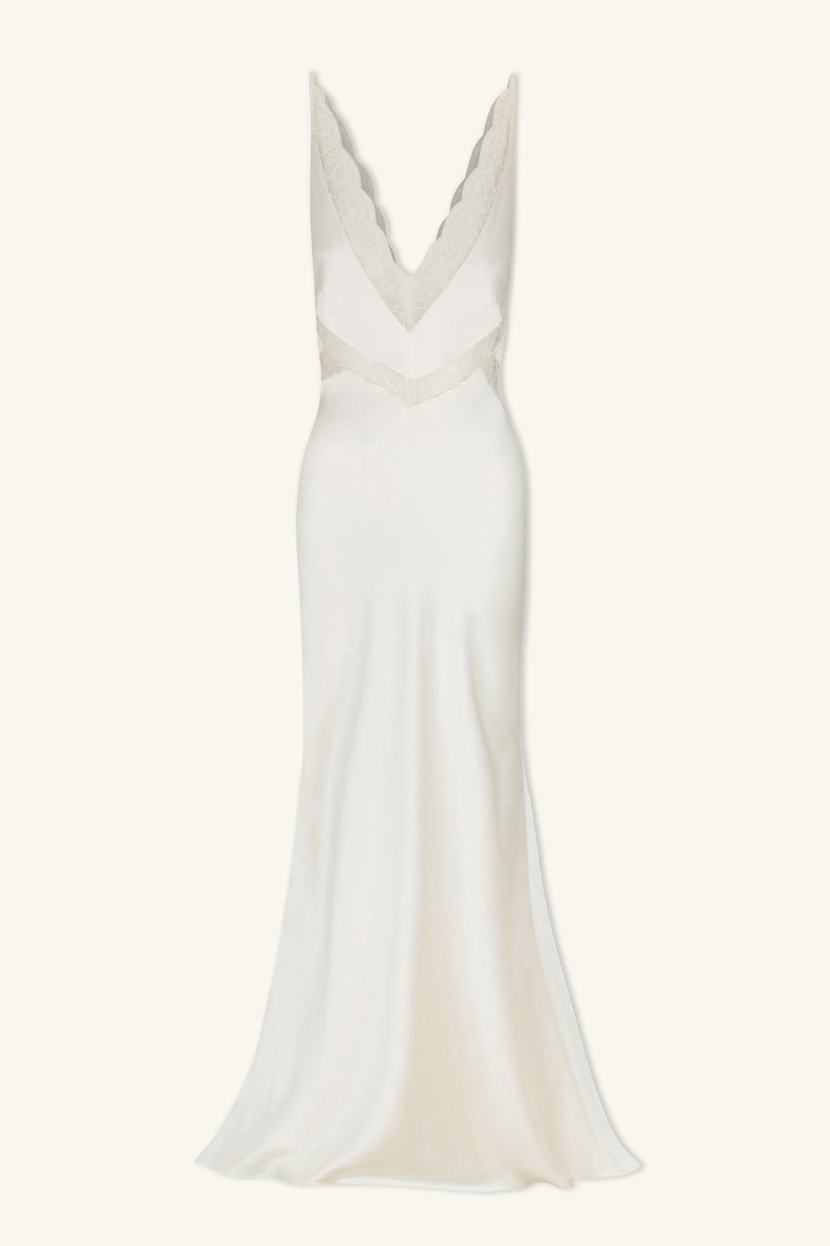 LA LUNE CUMULUS SILK PLUNGED LACE GOWN - IVORY