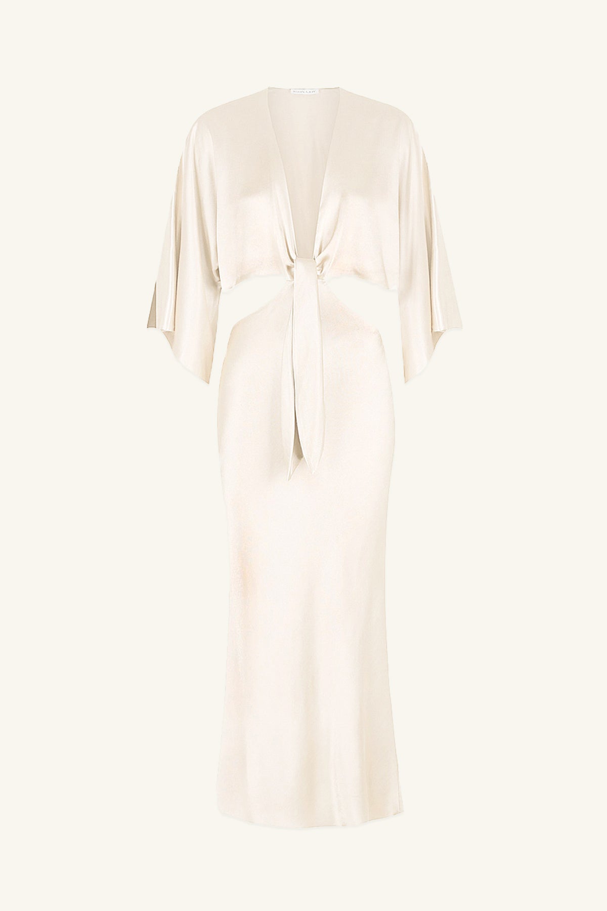 LA LUNE TIE FRONT BIAS MIDI DRESS - CREAM