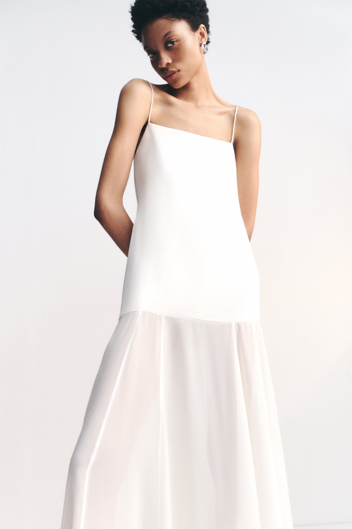 MORAYA DROPPED WAIST MAXI DRESS - IVORY